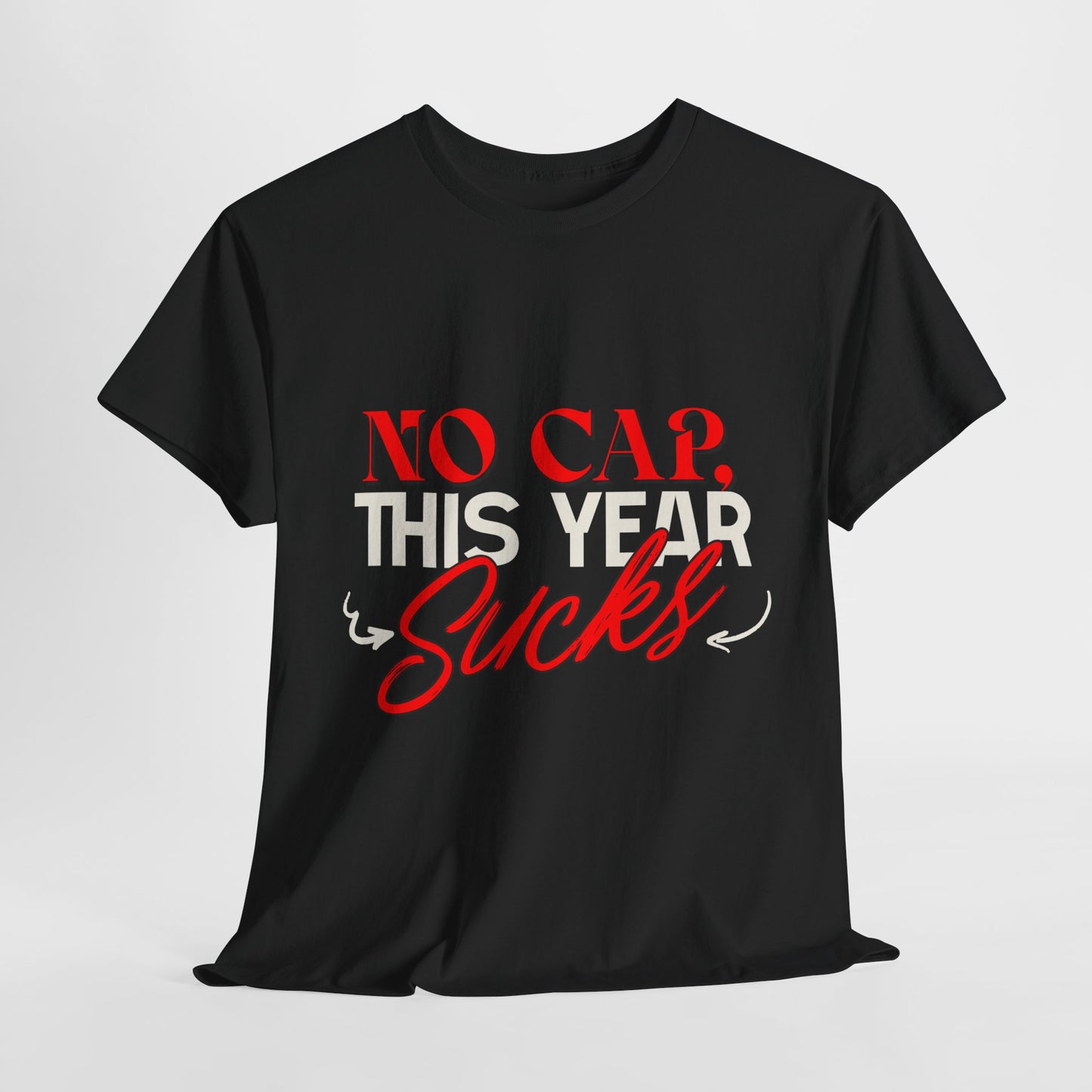 No Cap This Year Sucks Heavy Cotton Unisex T-Shirt, America's Demise 2025, Hard Year Difficult Times Shirt, Fight for Democracy Tees
