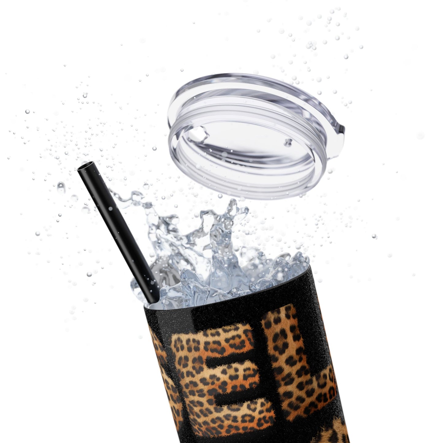 Skinny Tumbler with Straw, 20oz, Leopard Print Tumbler, Motivational Tumbler, Positive Affirmation Tumbler, Inspirational Quote of Self-Love
