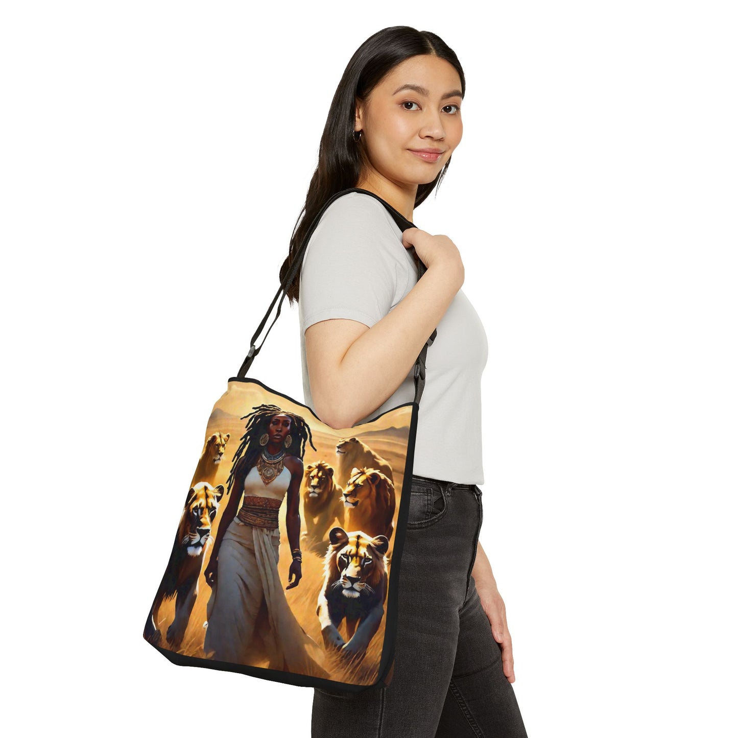Afrocentric Adjustable Tote Bag, Black Girl Magic Eco Friendly Reusable Bag, Fashionable Bag Ideal for Travel, Women's Accessory Gifts
