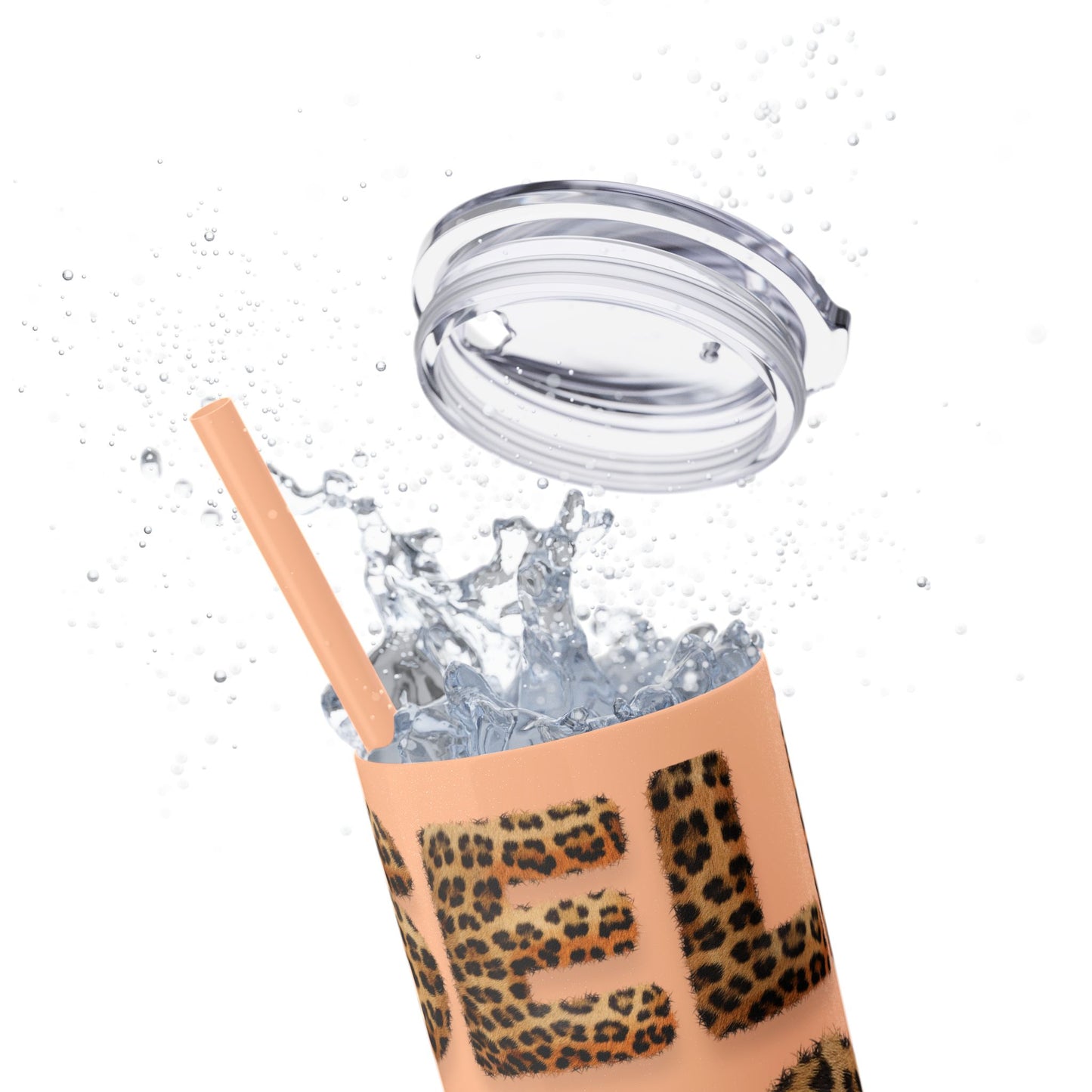Skinny Tumbler with Straw, 20oz, Leopard Print Tumbler, Motivational Tumbler, Positive Affirmation Tumbler, Inspirational Quote of Self-Love