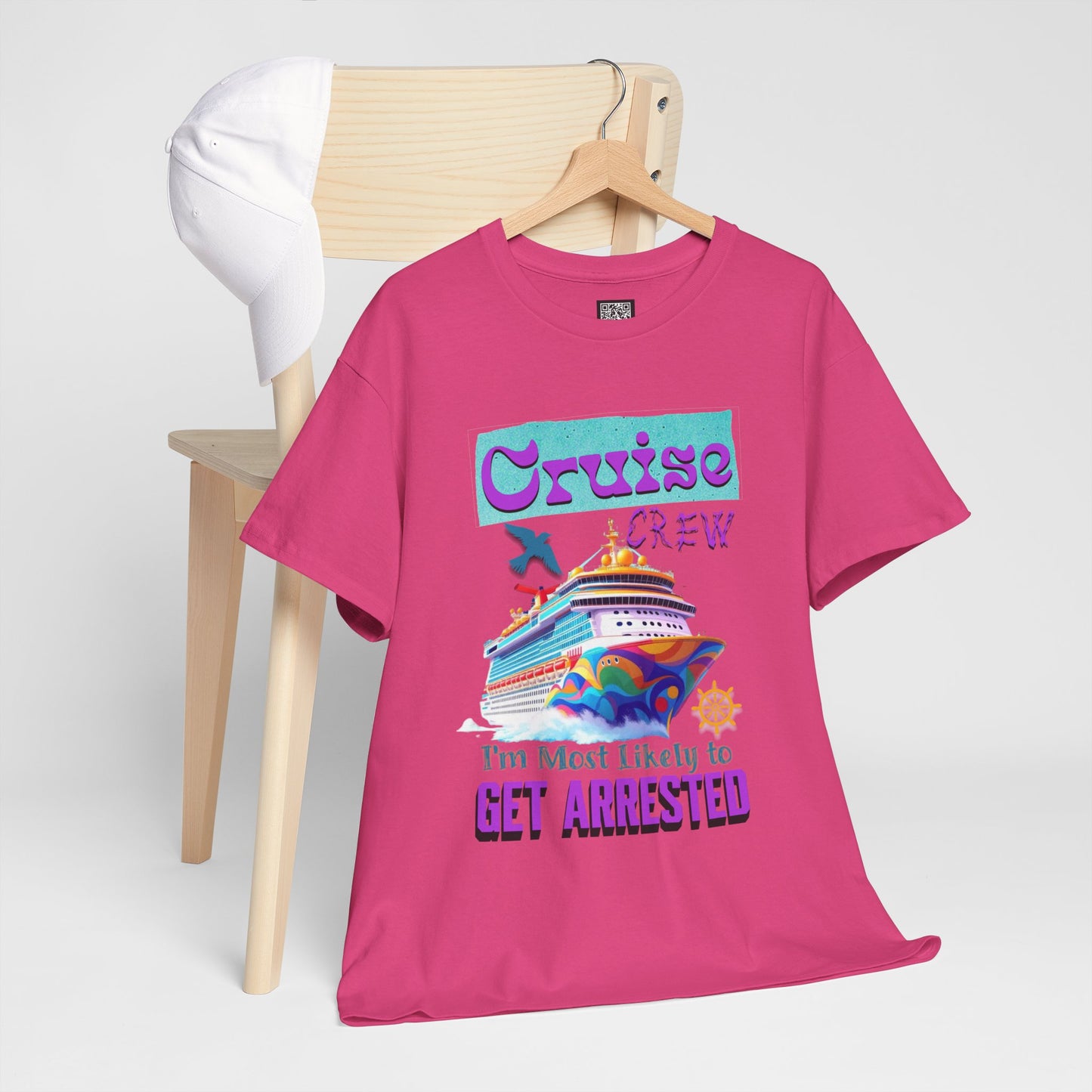 Cruise Crew Unisex Heavy Cotton Tee - Fun Vacation Shirt for Cruise Lovers, Cruise Travel Enthusiasts, Get Arrested Humor, Cruise Summer Beachwear,