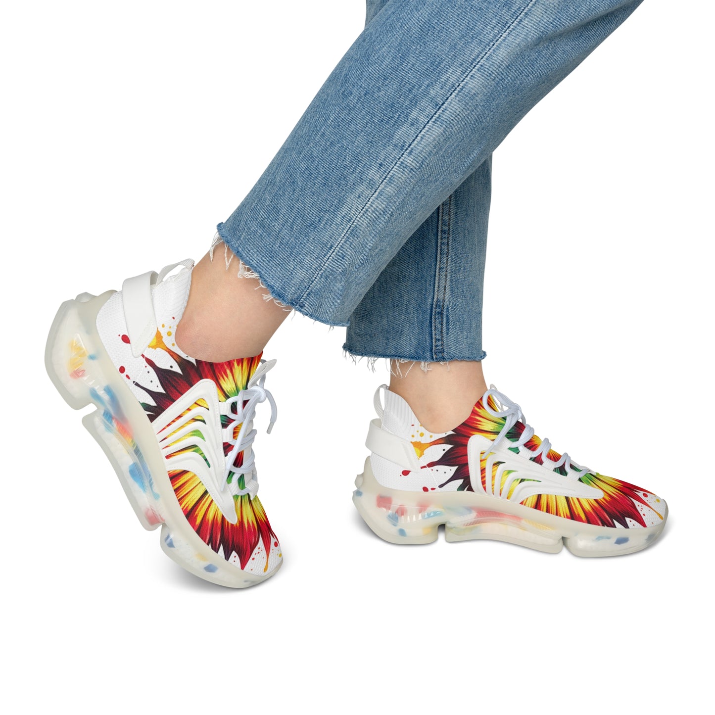 Vibrant Women's Mesh Sneakers, Stylish Athletic Shoes, Trendy Fitness Footwear, Colorful Sports Sneakers, Unique Daily Wear Footwear