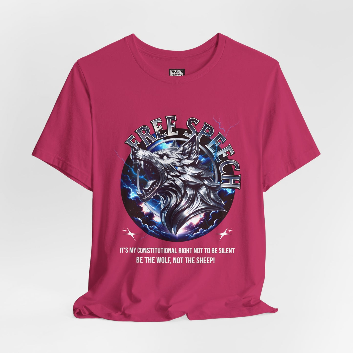 Free Speech Wolf Graphic Tee | Unisex Jersey Short Sleeve Shirt, Statement T-Shirt, Gift for Advocates, Activism Apparel, No Kings Protest