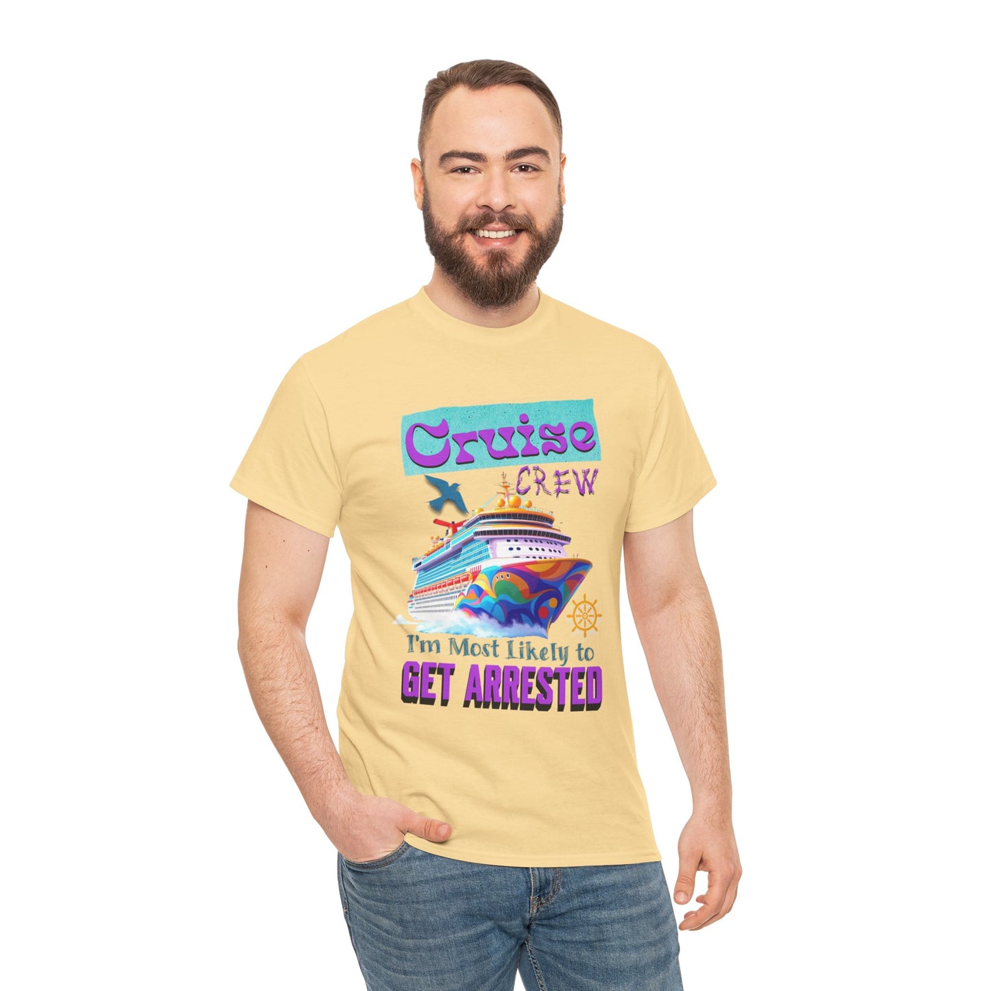 Cruise Crew Unisex Heavy Cotton Tee - Fun Vacation Shirt for Cruise Lovers, Cruise Travel Enthusiasts, Get Arrested Humor, Cruise Summer Beachwear,