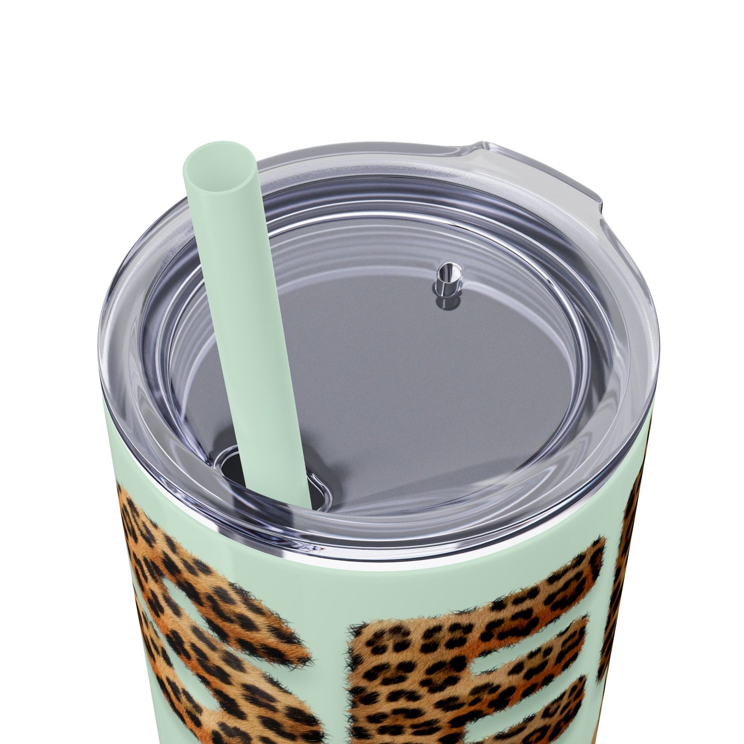 Skinny Tumbler with Straw, 20oz, Leopard Print Tumbler, Motivational Tumbler, Positive Affirmation Tumbler, Inspirational Quote of Self-Love
