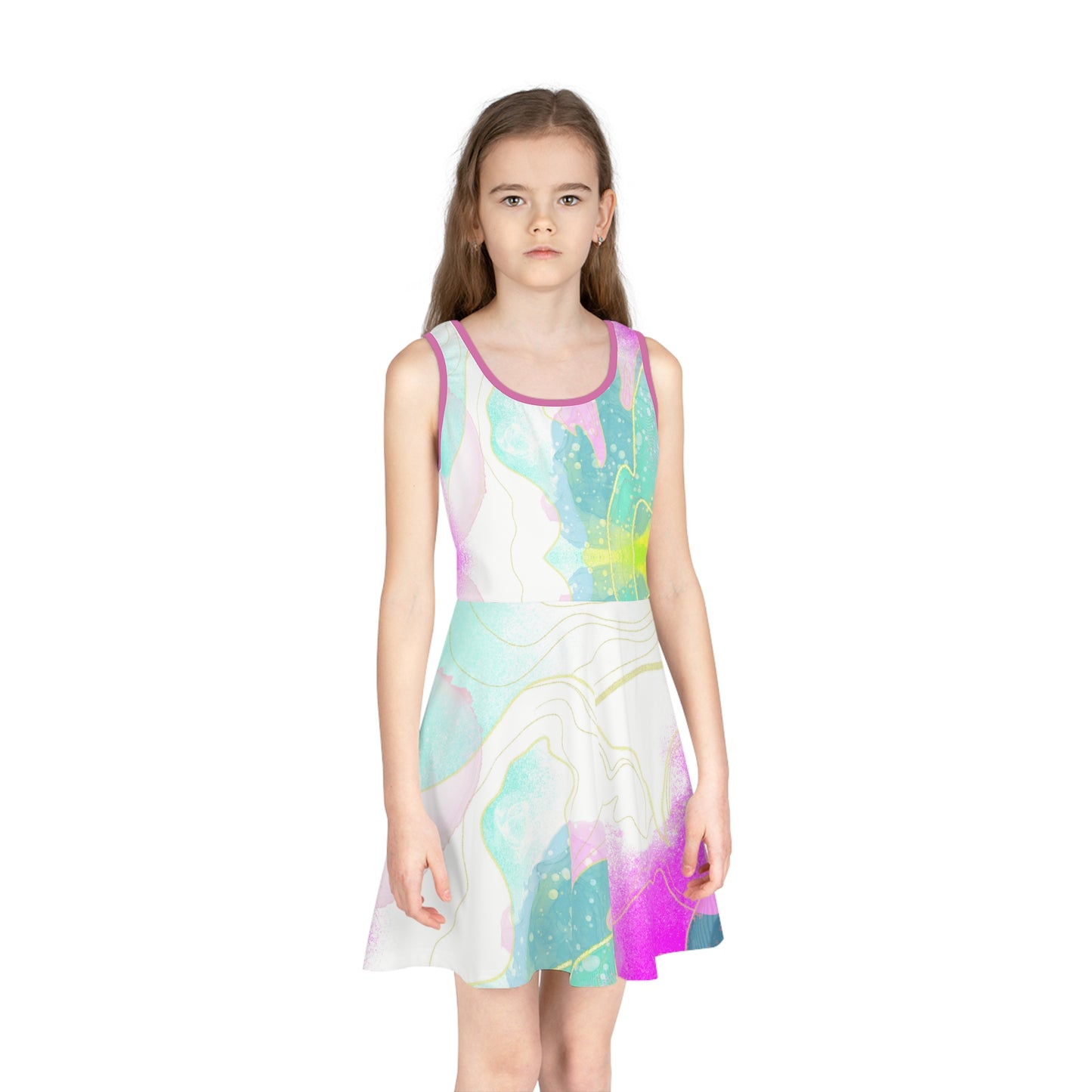 Pastel Abstract Girls' Sundress | Colorful Summer Dress for Playful Days, Girls Pastel Summer Dress, Toddler Sizes 2T to XL