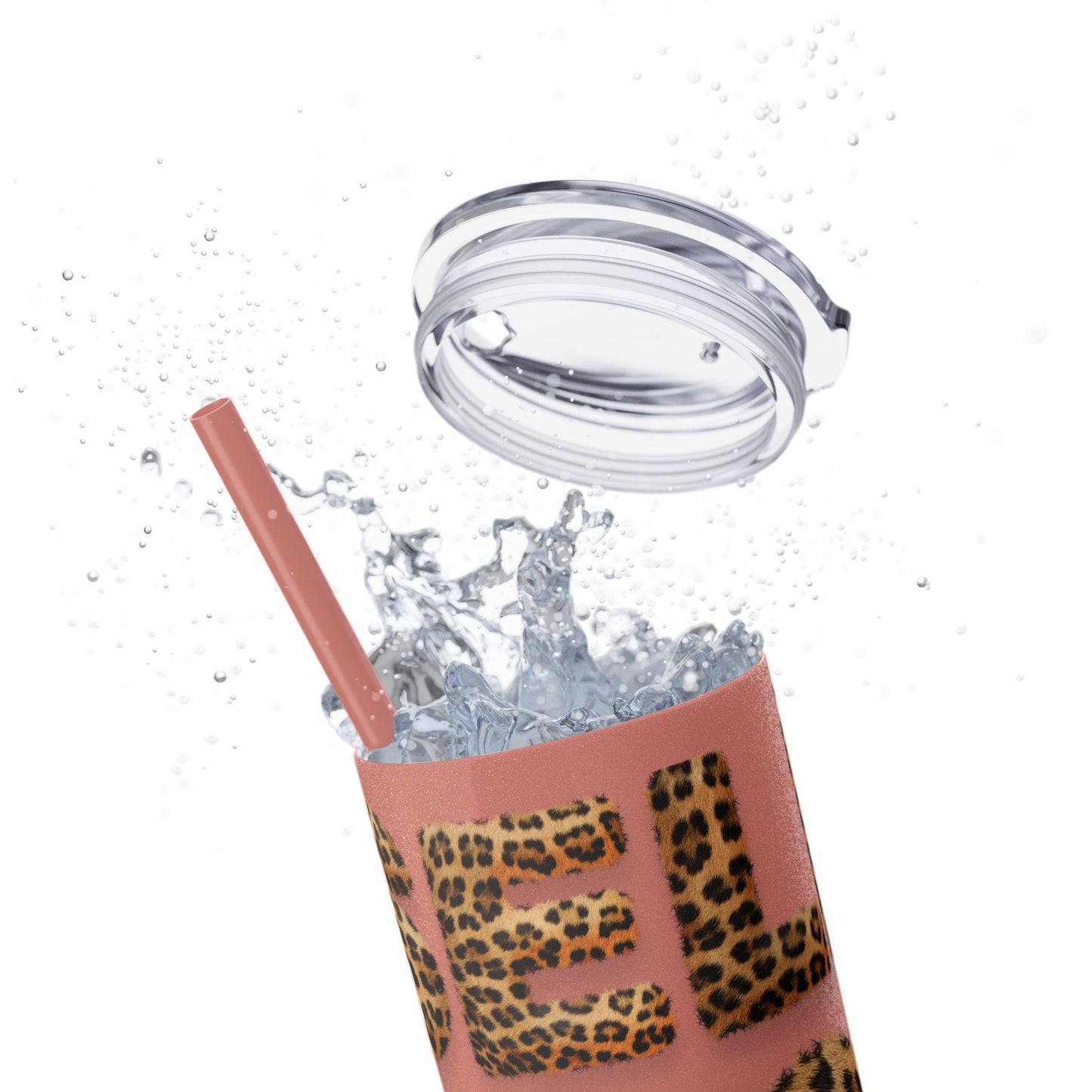 Skinny Tumbler with Straw, 20oz, Leopard Print Tumbler, Motivational Tumbler, Positive Affirmation Tumbler, Inspirational Quote of Self-Love