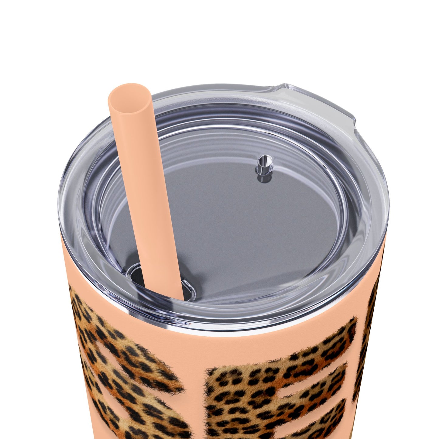 Skinny Tumbler with Straw, 20oz, Leopard Print Tumbler, Motivational Tumbler, Positive Affirmation Tumbler, Inspirational Quote of Self-Love