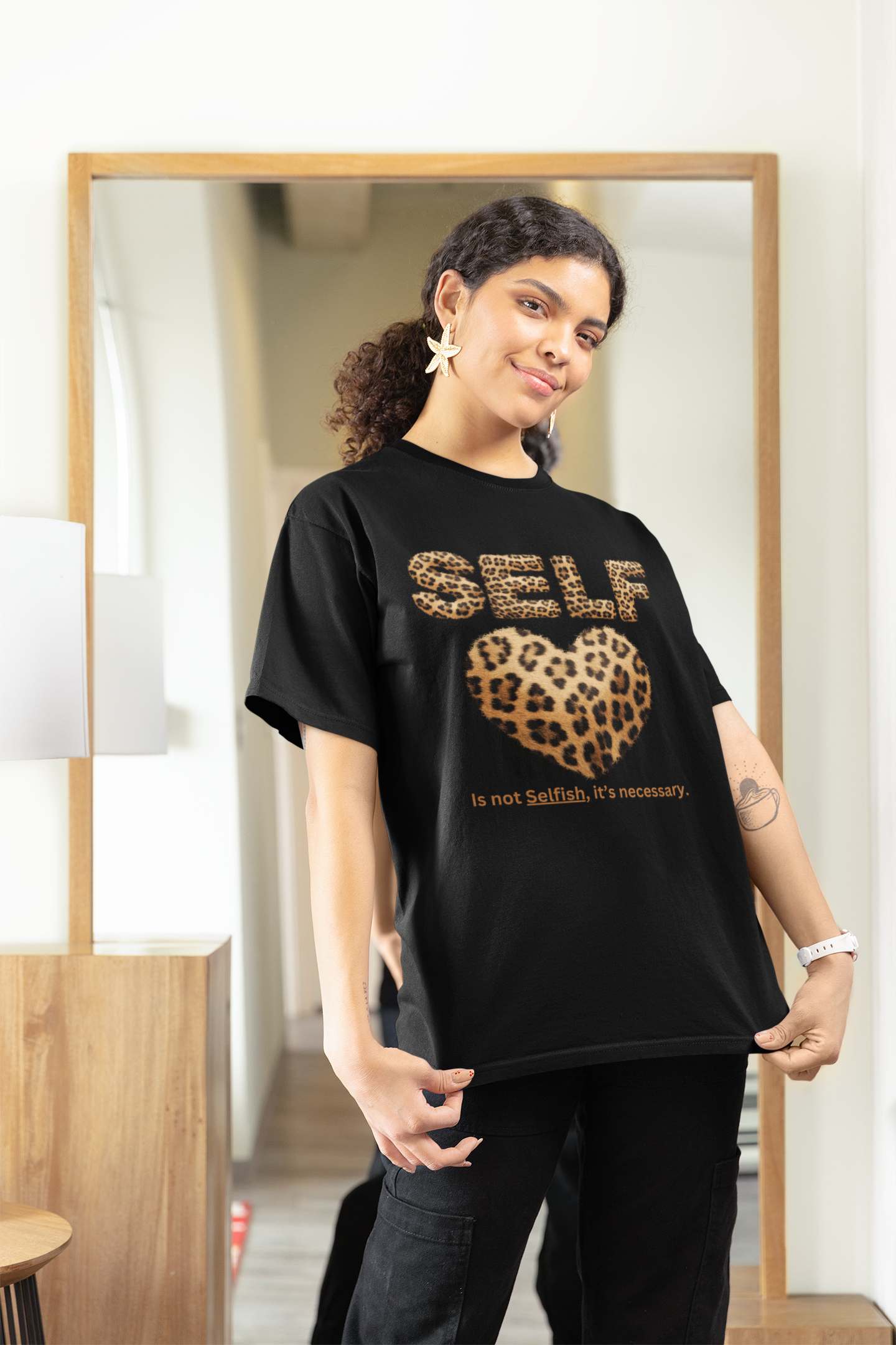"Self-Love Is Not Selfish" Unisex Garment-Dyed T-shirt, I Love Myself T-Shirts for Women, Black Women Empowerment, Black Girl Magic