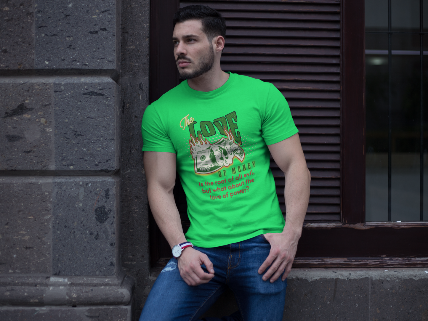 Money, Power, and the Flame, Conversation Starter Tees, The Love of Money T-Shirt, Though-Provoking T-Shirt, Money T-Shirts, Wealth Shirt
