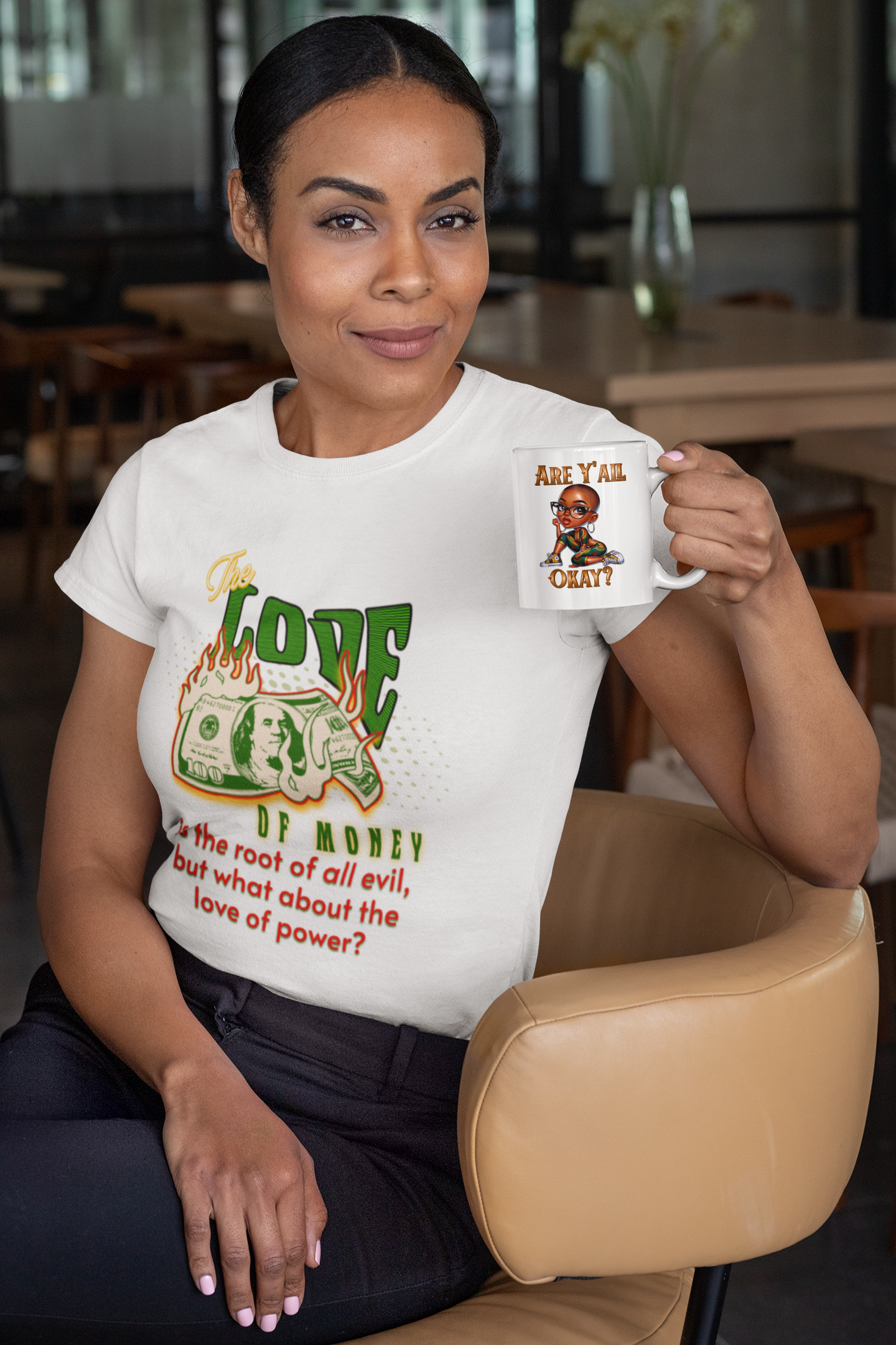 Money, Power, and the Flame, Conversation Starter Tees, The Love of Money T-Shirt, Though-Provoking T-Shirt, Money T-Shirts, Wealth Shirt