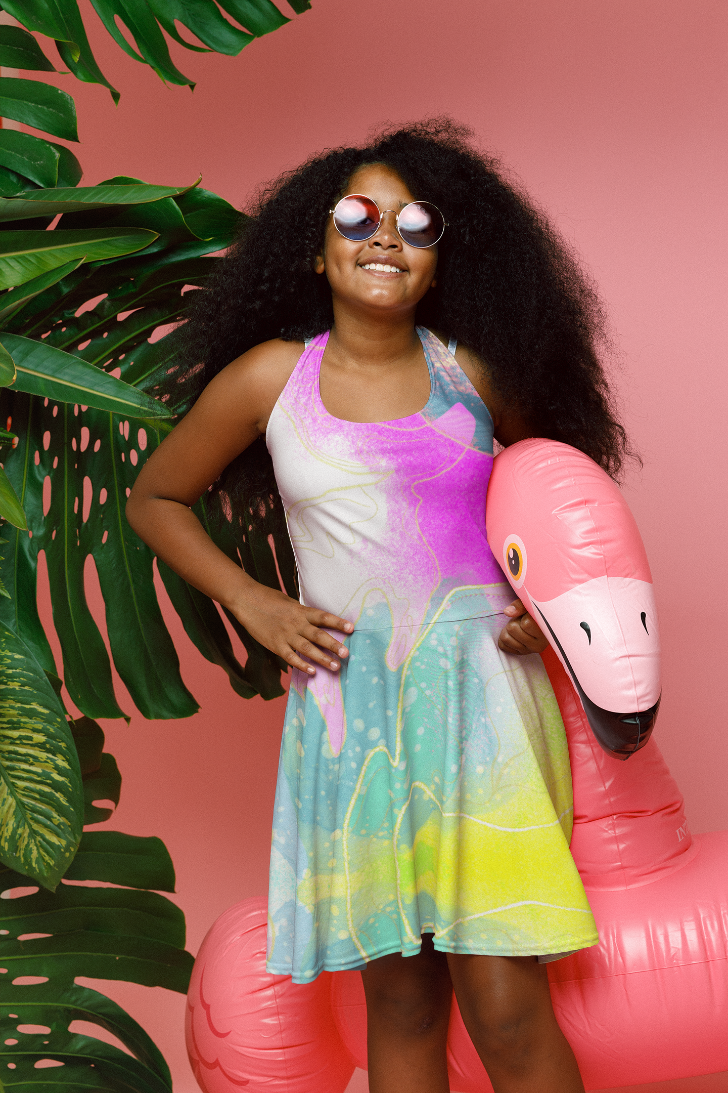 Pastel Abstract Girls' Sundress | Colorful Summer Dress for Playful Days, Girls Pastel Summer Dress, Toddler Sizes 2T to XL