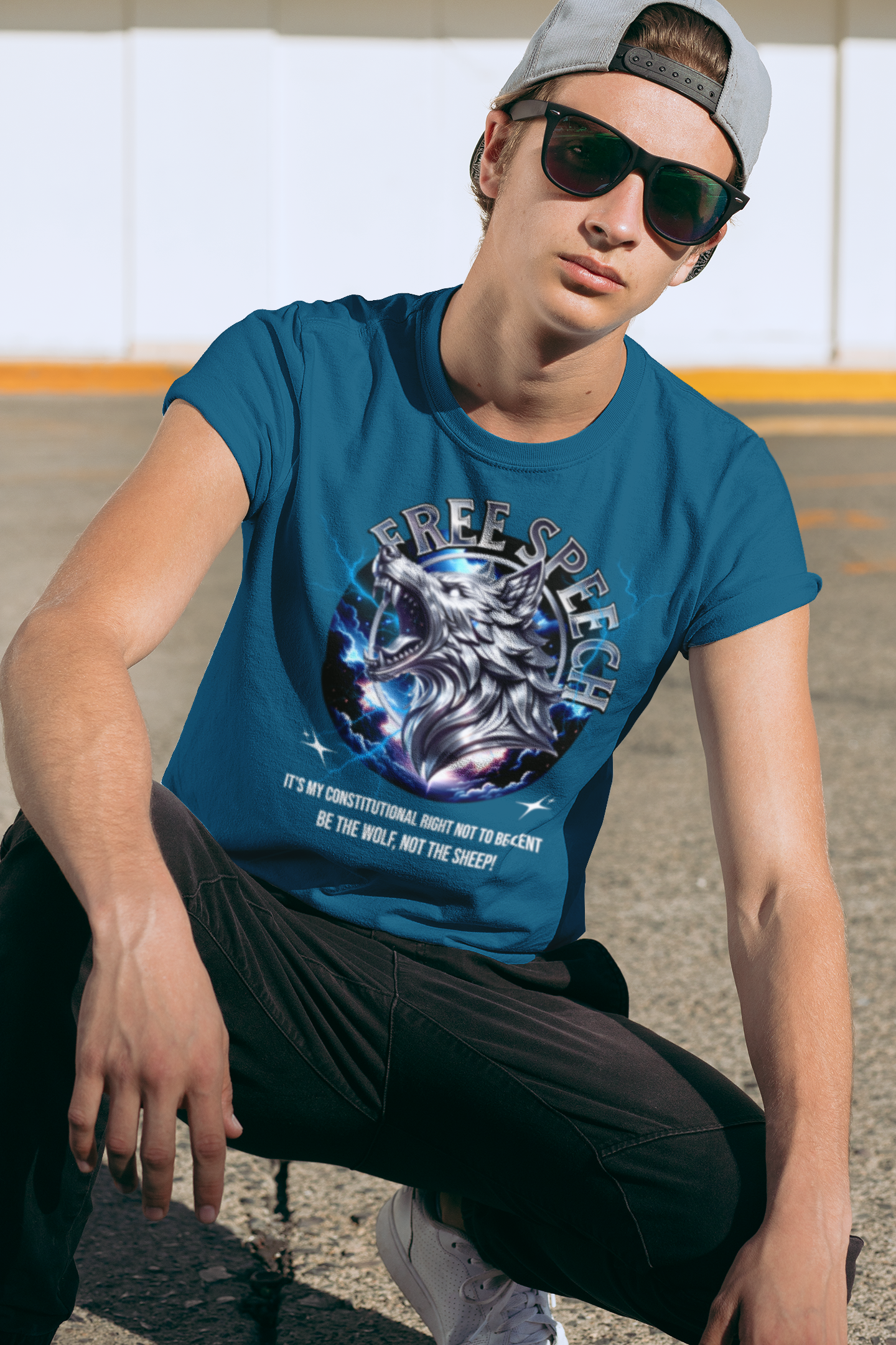 Free Speech Wolf Graphic Tee | Unisex Jersey Short Sleeve Shirt, Statement T-Shirt, Gift for Advocates, Activism Apparel, No Kings Protest