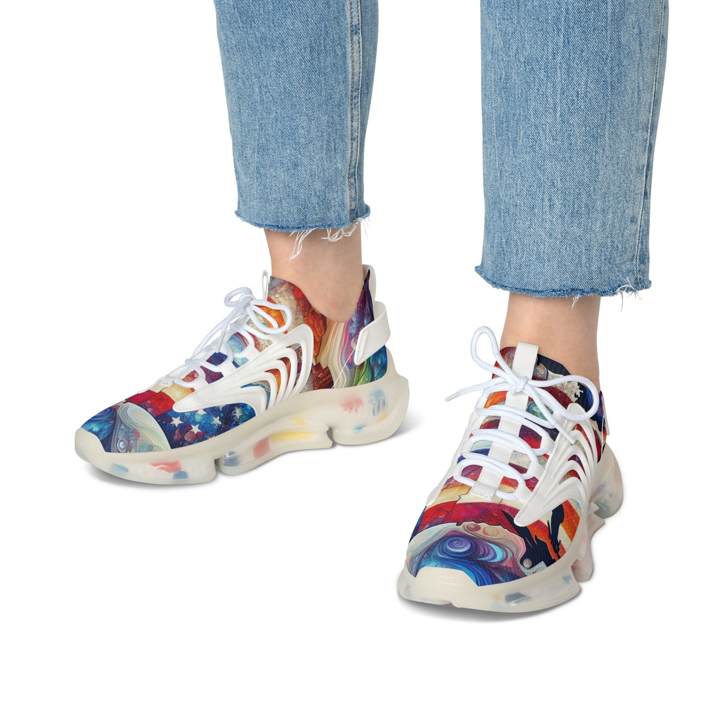 Stylish Women's American Distressed Sneakers, Colorful Flag Athletic Shoes, Trendy Casual Footwear for Everyday Wear, Gift for Fitness Lovers,