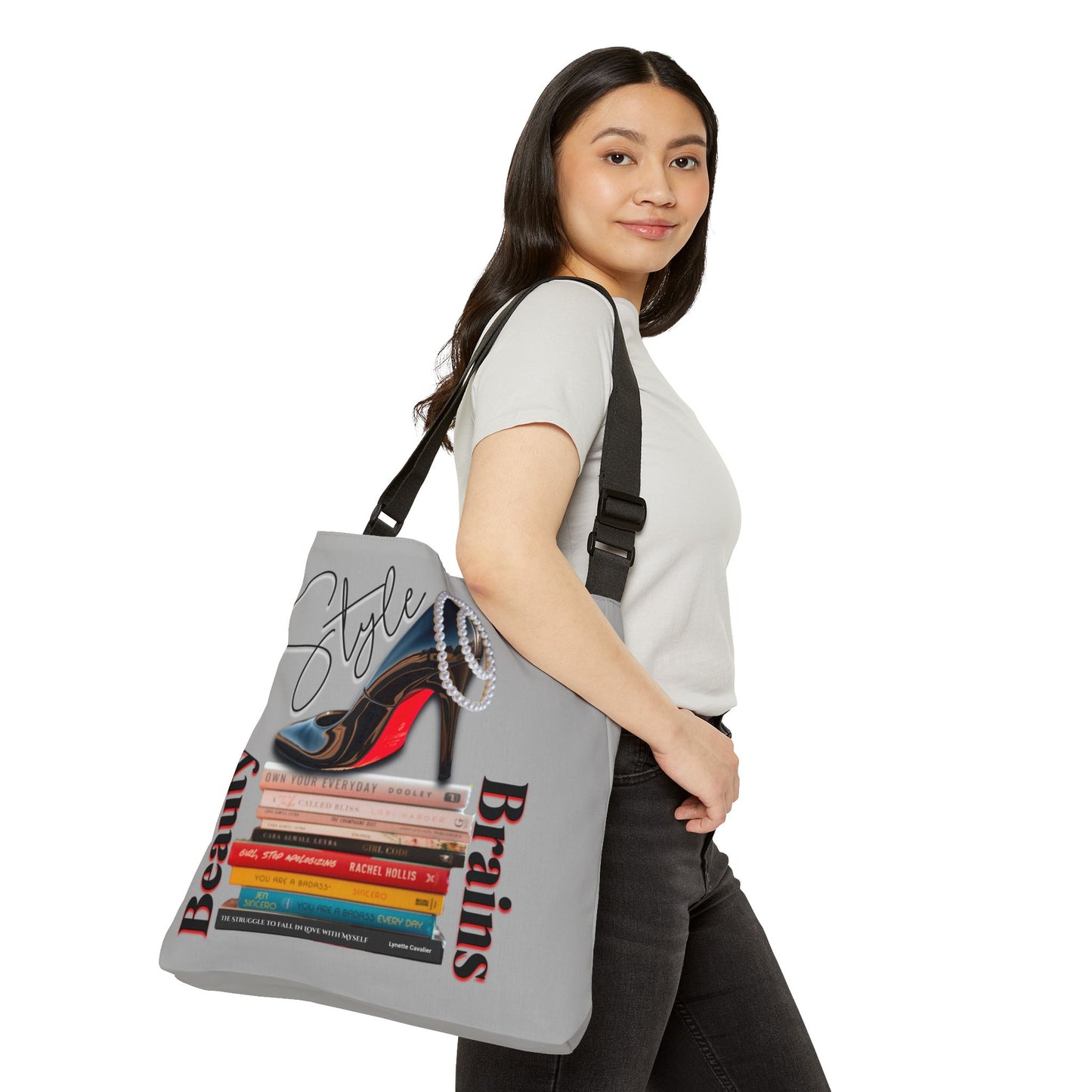 Chic Adjustable Tote Bag, Beauty Brains and Style Design, Louboutin Tote Bag for Women, Cute Gift for Women,