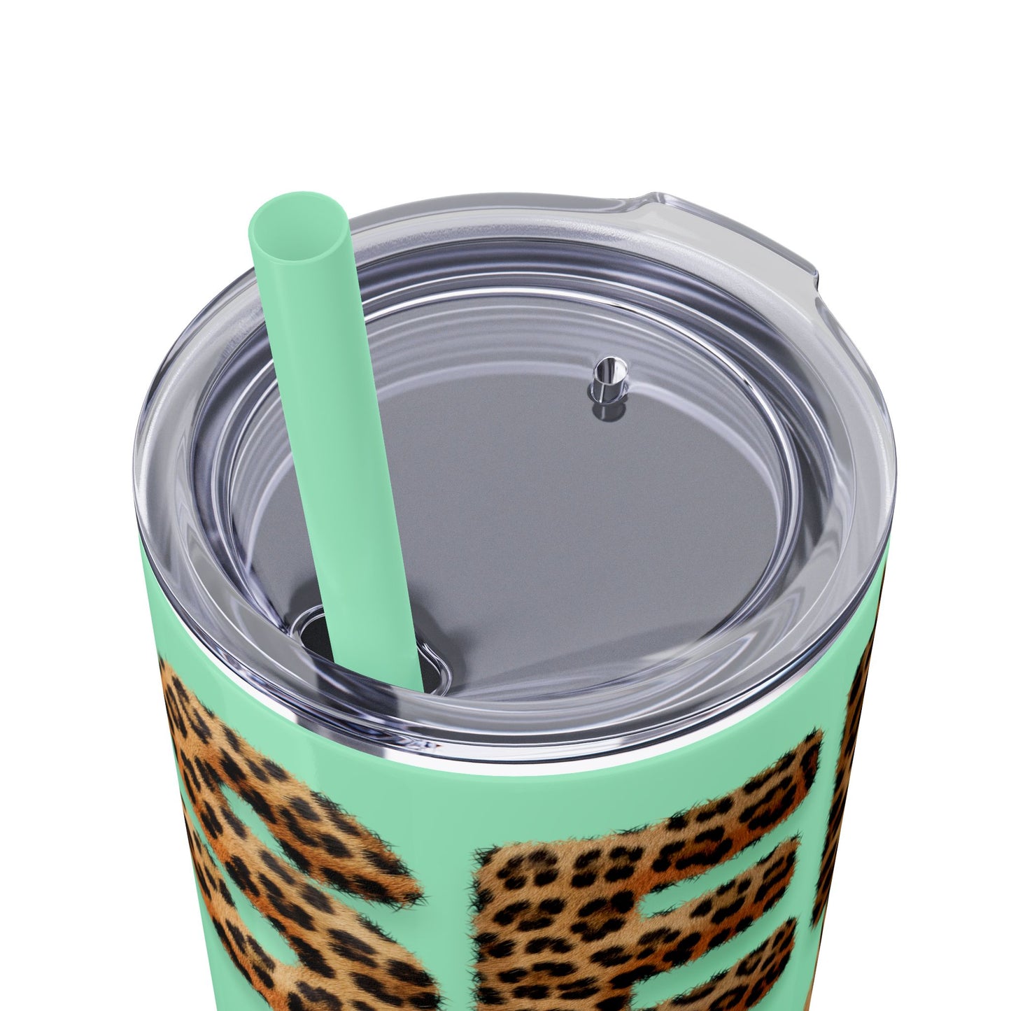 Skinny Tumbler with Straw, 20oz, Leopard Print Tumbler, Motivational Tumbler, Positive Affirmation Tumbler, Inspirational Quote of Self-Love