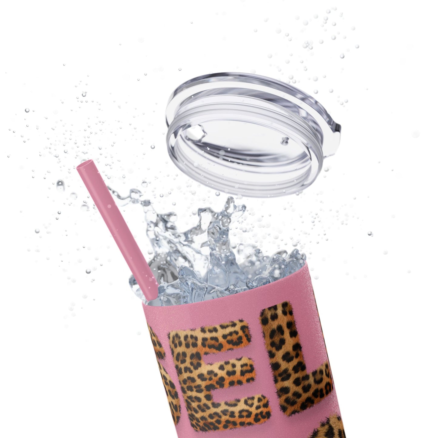 Skinny Tumbler with Straw, 20oz, Leopard Print Tumbler, Motivational Tumbler, Positive Affirmation Tumbler, Inspirational Quote of Self-Love