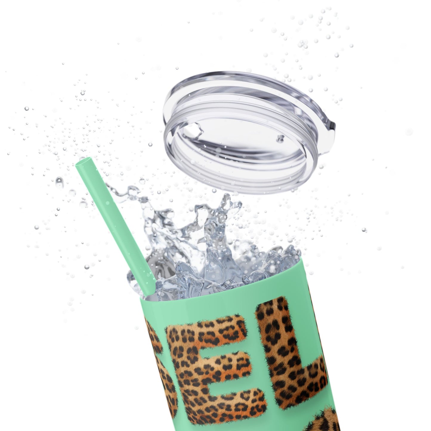 Skinny Tumbler with Straw, 20oz, Leopard Print Tumbler, Motivational Tumbler, Positive Affirmation Tumbler, Inspirational Quote of Self-Love
