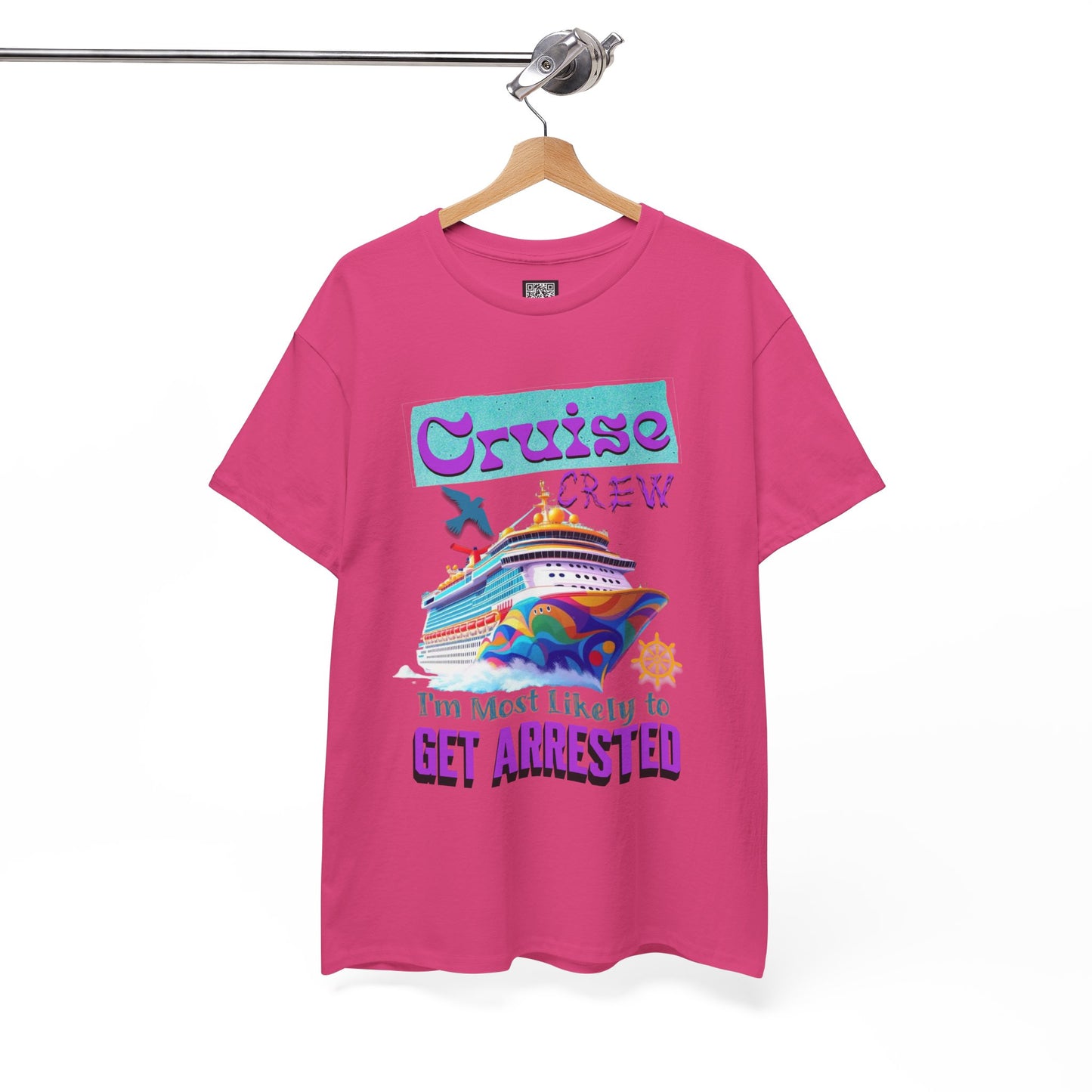 Cruise Crew Unisex Heavy Cotton Tee - Fun Vacation Shirt for Cruise Lovers, Cruise Travel Enthusiasts, Get Arrested Humor, Cruise Summer Beachwear,