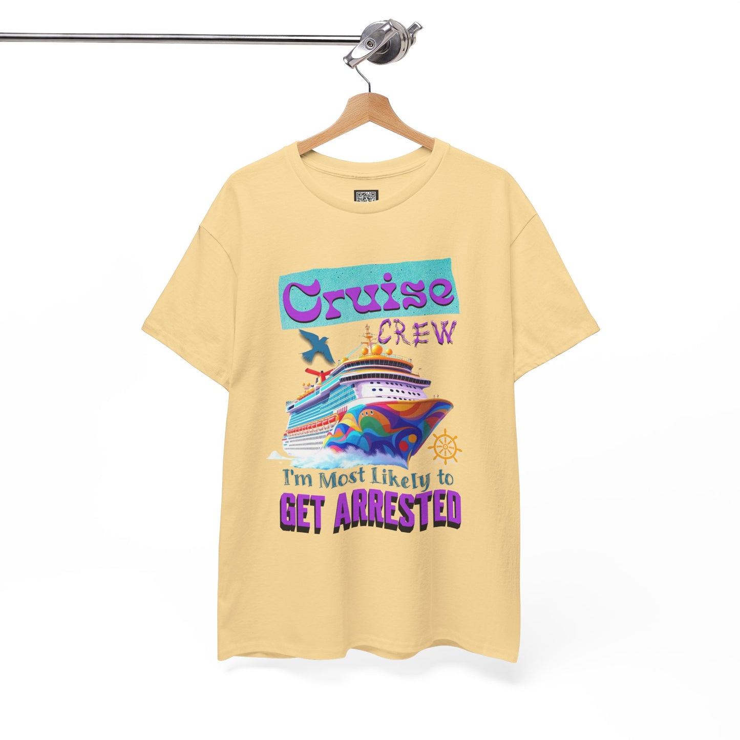Cruise Crew Unisex Heavy Cotton Tee - Fun Vacation Shirt for Cruise Lovers, Cruise Travel Enthusiasts, Get Arrested Humor, Cruise Summer Beachwear,