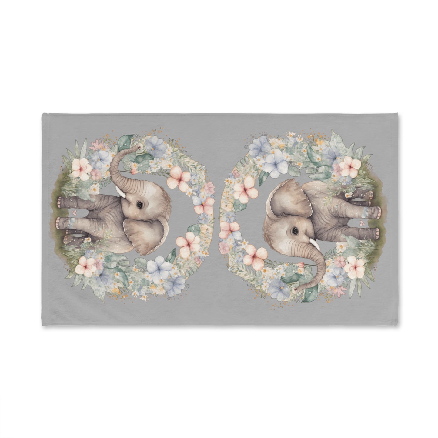Cute Elephant Hand Towel, Elephant Themed Nursery Decor, Elephant Baby Shower Gift, Floral Bathroom Towel, Child's Room Accessory