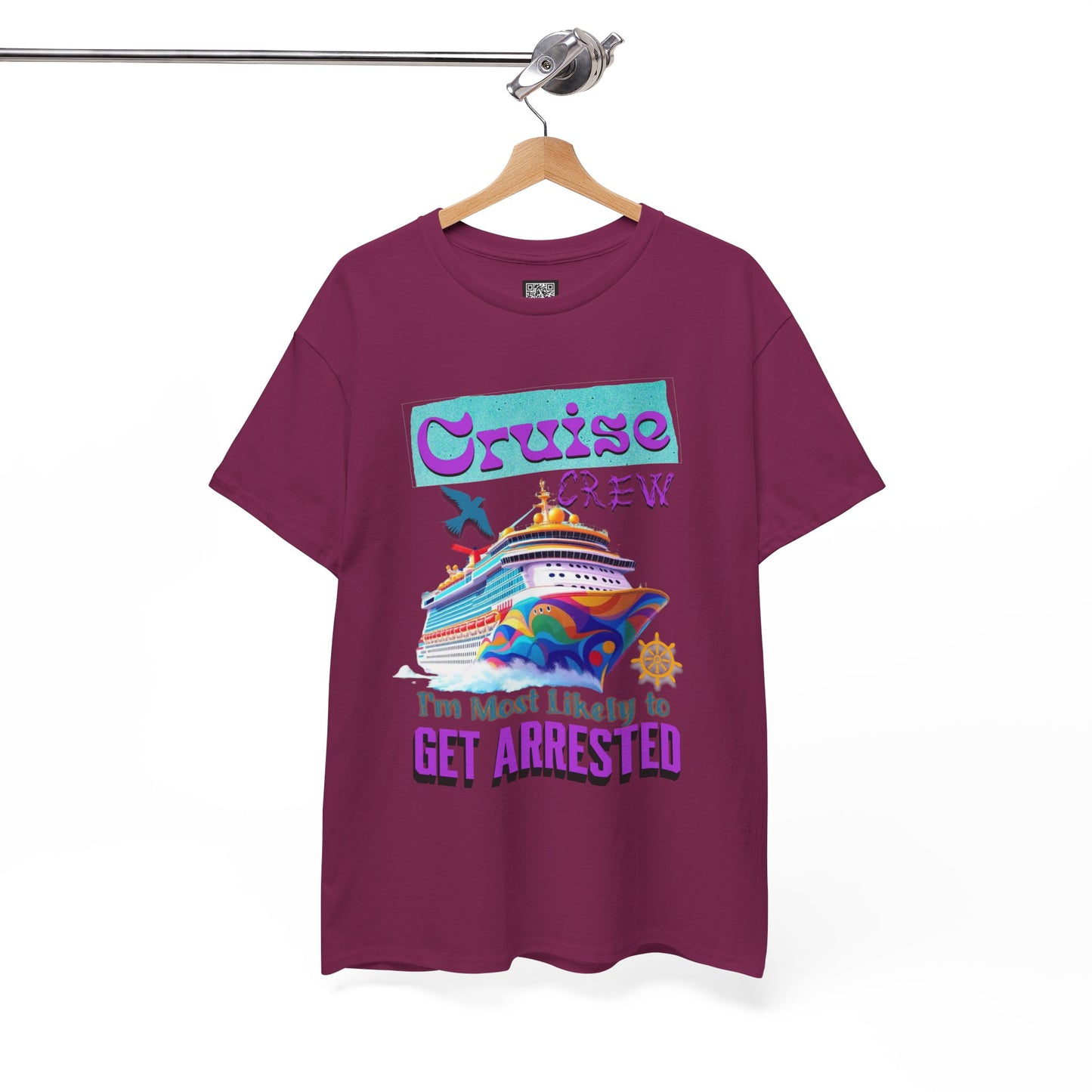 Cruise Crew Unisex Heavy Cotton Tee - Fun Vacation Shirt for Cruise Lovers, Cruise Travel Enthusiasts, Get Arrested Humor, Cruise Summer Beachwear,