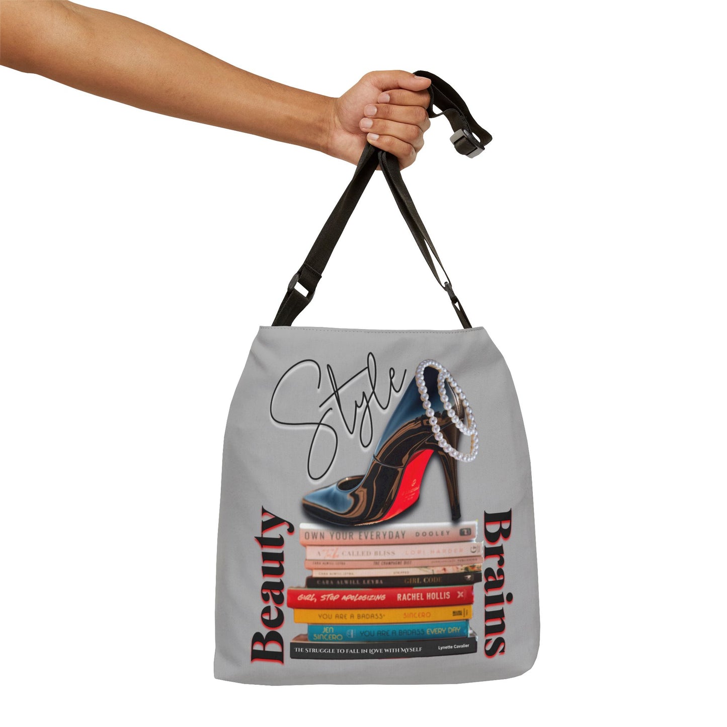 Chic Adjustable Tote Bag, Beauty Brains and Style Design, Louboutin Tote Bag for Women, Cute Gift for Women,