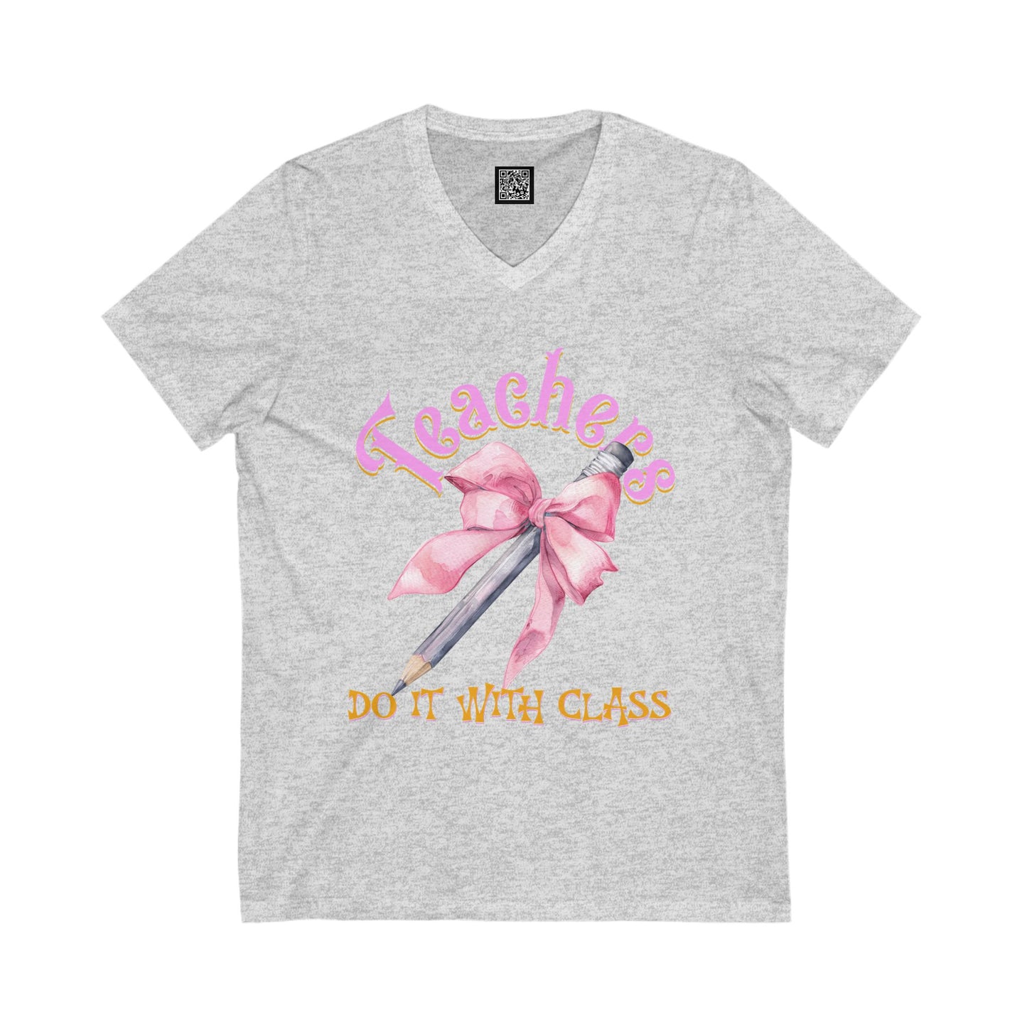 Teacher Appreciation V-Neck Tee, Gifts for Educators, Coquette Bow Back to School Shirt, Teachers Day T-Shirt, Fun Teacher Gift