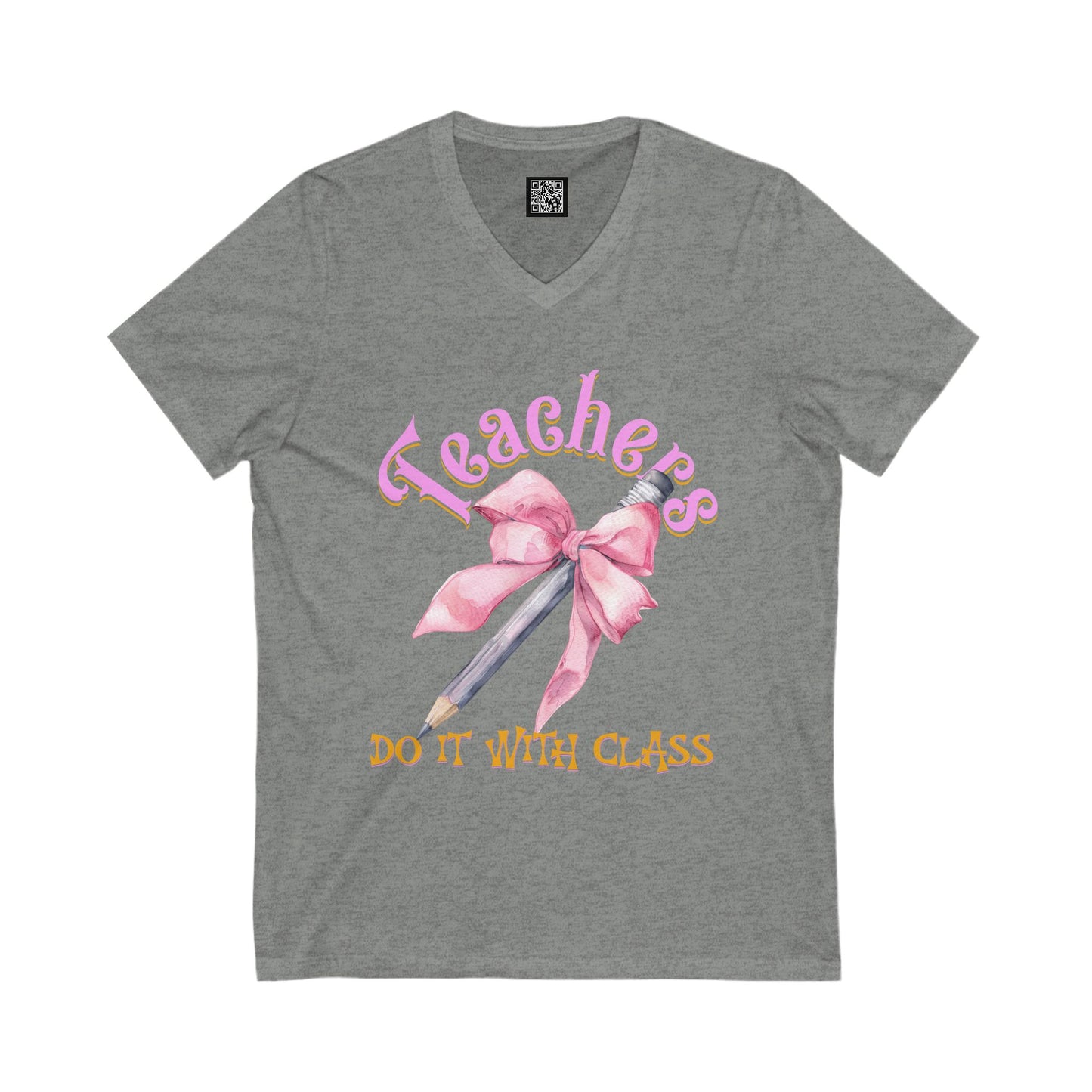 Teacher Appreciation V-Neck Tee, Gifts for Educators, Coquette Bow Back to School Shirt, Teachers Day T-Shirt, Fun Teacher Gift
