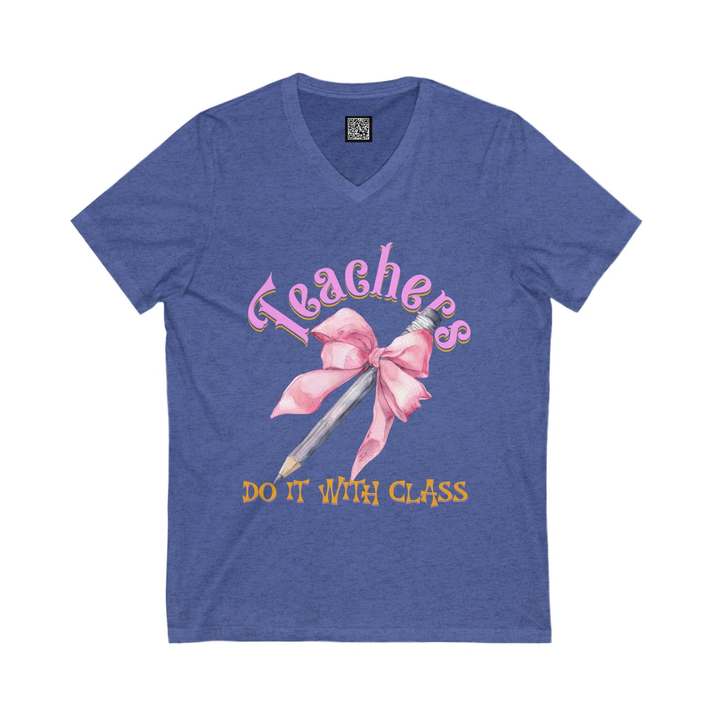 Teacher Appreciation V-Neck Tee, Gifts for Educators, Coquette Bow Back to School Shirt, Teachers Day T-Shirt, Fun Teacher Gift