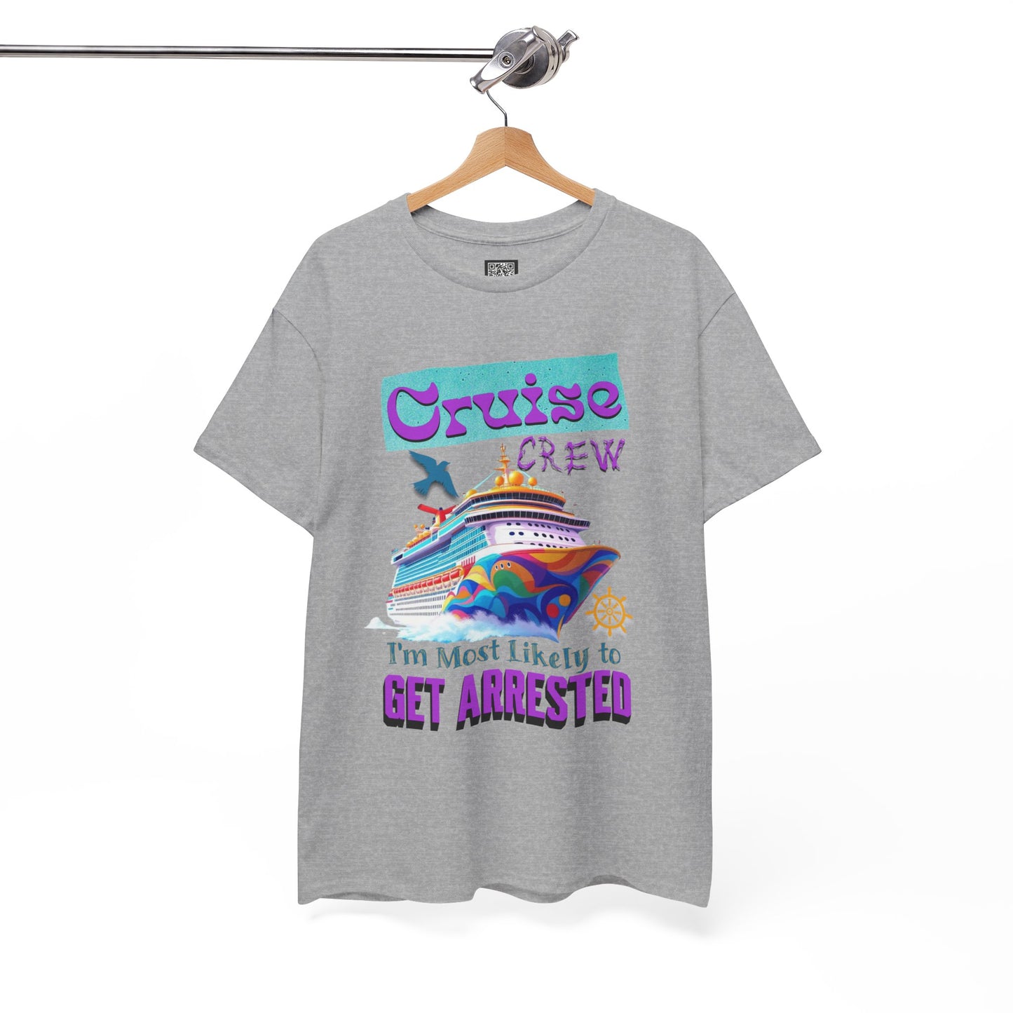 Cruise Crew Unisex Heavy Cotton Tee - Fun Vacation Shirt for Cruise Lovers, Cruise Travel Enthusiasts, Get Arrested Humor, Cruise Summer Beachwear,