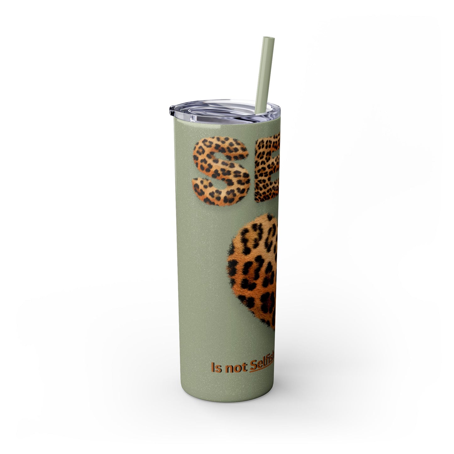 Skinny Tumbler with Straw, 20oz, Leopard Print Tumbler, Motivational Tumbler, Positive Affirmation Tumbler, Inspirational Quote of Self-Love