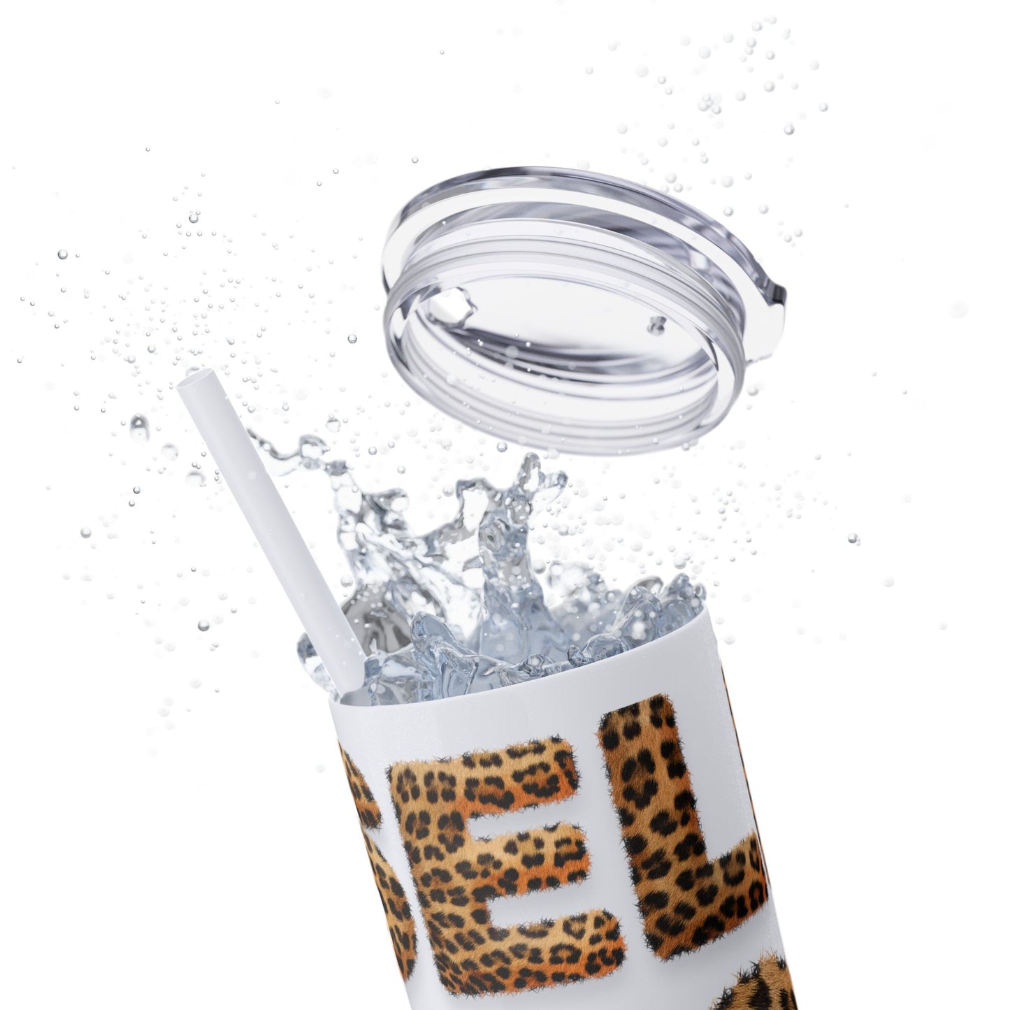 Skinny Tumbler with Straw, 20oz, Leopard Print Tumbler, Motivational Tumbler, Positive Affirmation Tumbler, Inspirational Quote of Self-Love