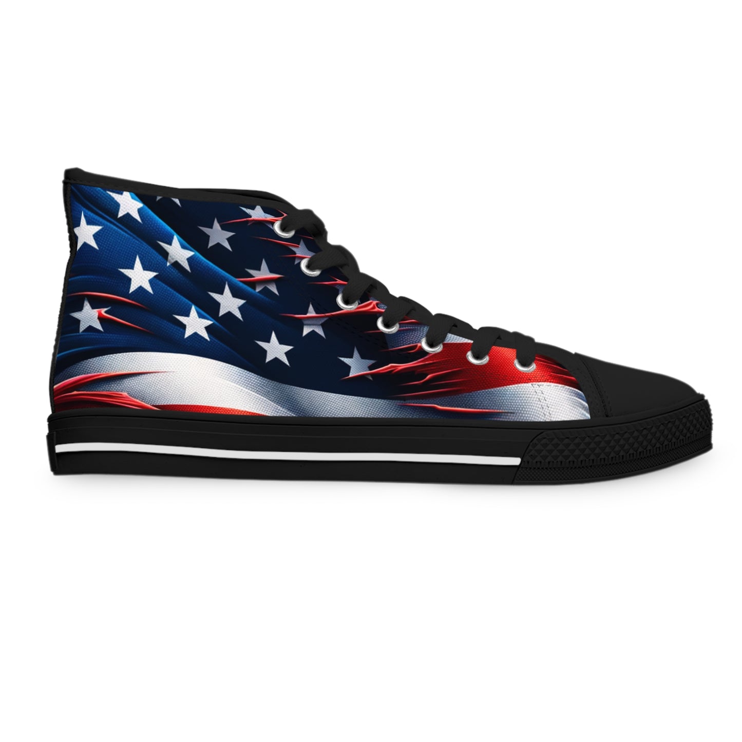 Patriotic High Top Sneakers, American Flag Sneakers for Women, Casual Shoes, Independence Day Footwear, Trendy High Tops