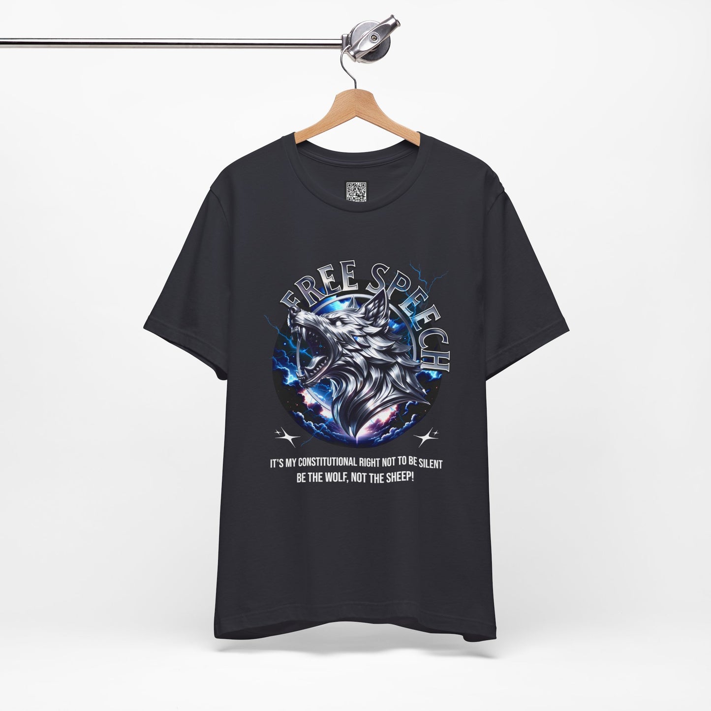 Free Speech Wolf Graphic Tee | Unisex Jersey Short Sleeve Shirt, Statement T-Shirt, Gift for Advocates, Activism Apparel, No Kings Protest