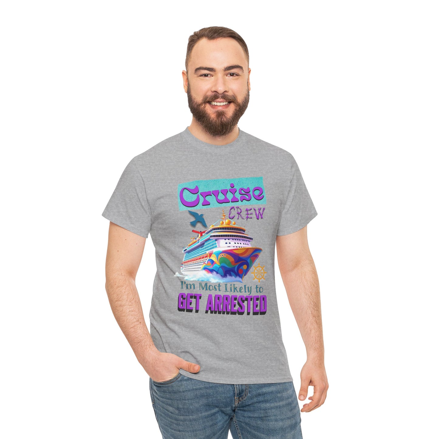 Cruise Crew Unisex Heavy Cotton Tee - Fun Vacation Shirt for Cruise Lovers, Cruise Travel Enthusiasts, Get Arrested Humor, Cruise Summer Beachwear,