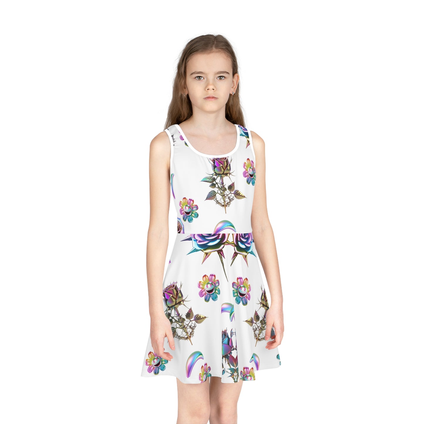 Colorful Floral Sleeveless Sundress for Girls - Perfect for Summer Parties, Cute Girl's Summer Dress 2T to XL,