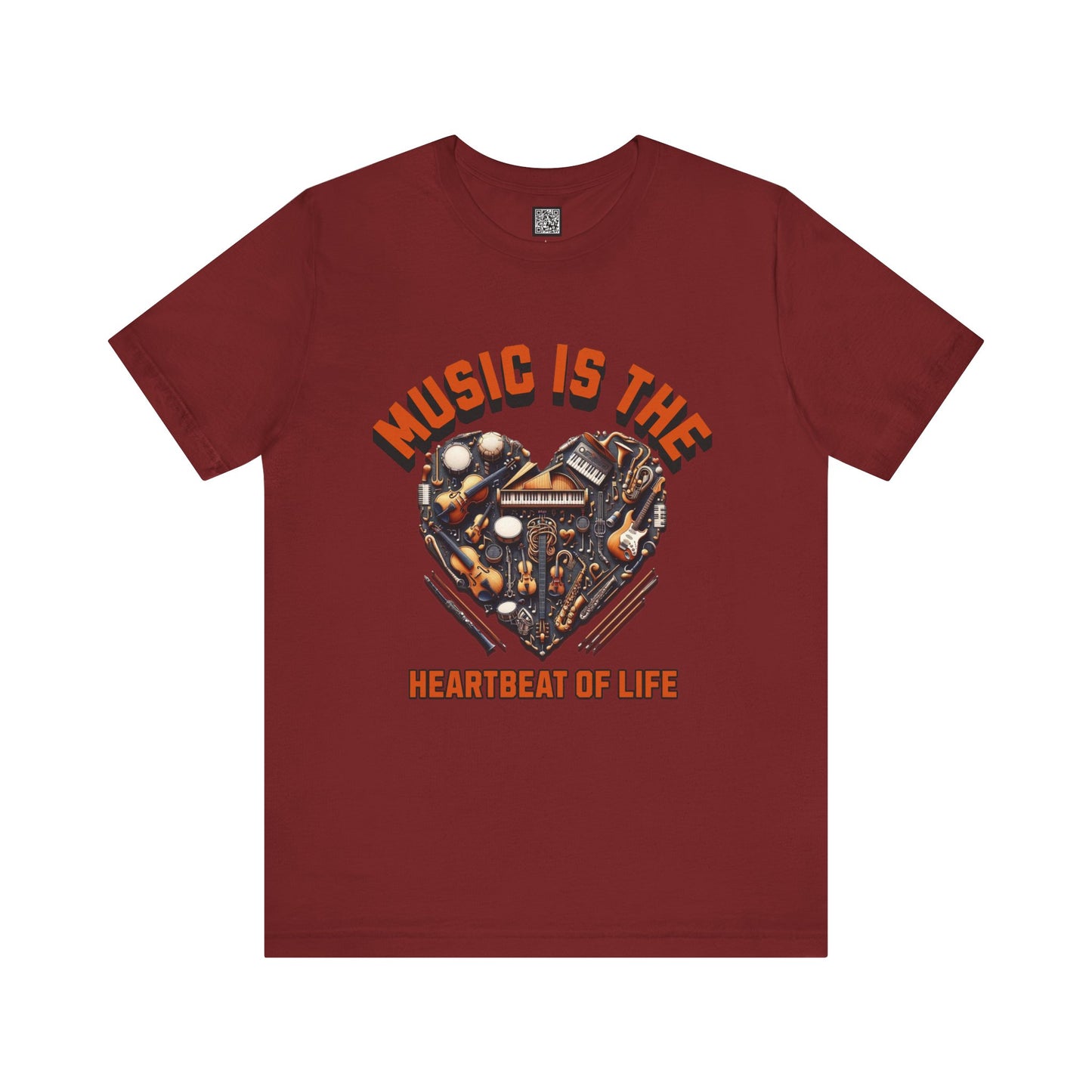 Heartfelt Music Tee, Unisex Short Sleeve Music T-Shirt, Gift for Musicians, Music Lover Apparel, Heartbeat of Life Shirt, Concert Outfit