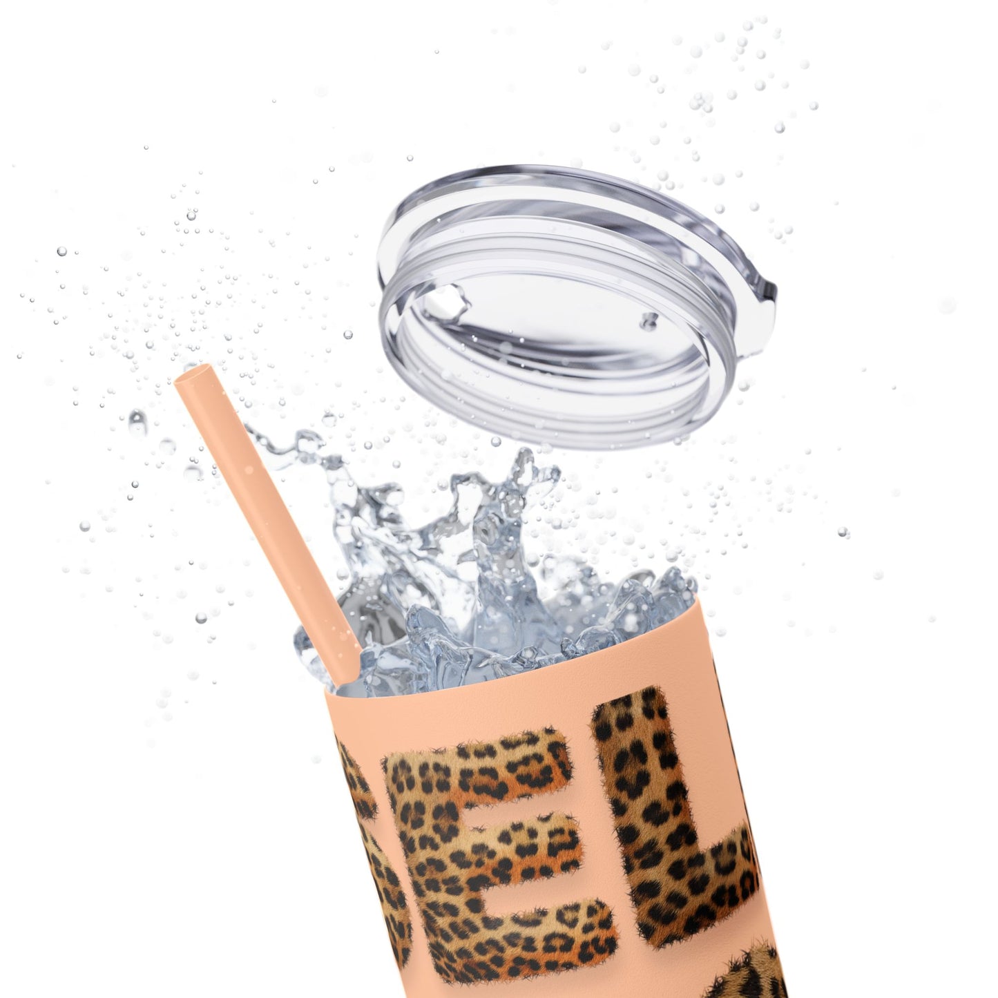 Skinny Tumbler with Straw, 20oz, Leopard Print Tumbler, Motivational Tumbler, Positive Affirmation Tumbler, Inspirational Quote of Self-Love