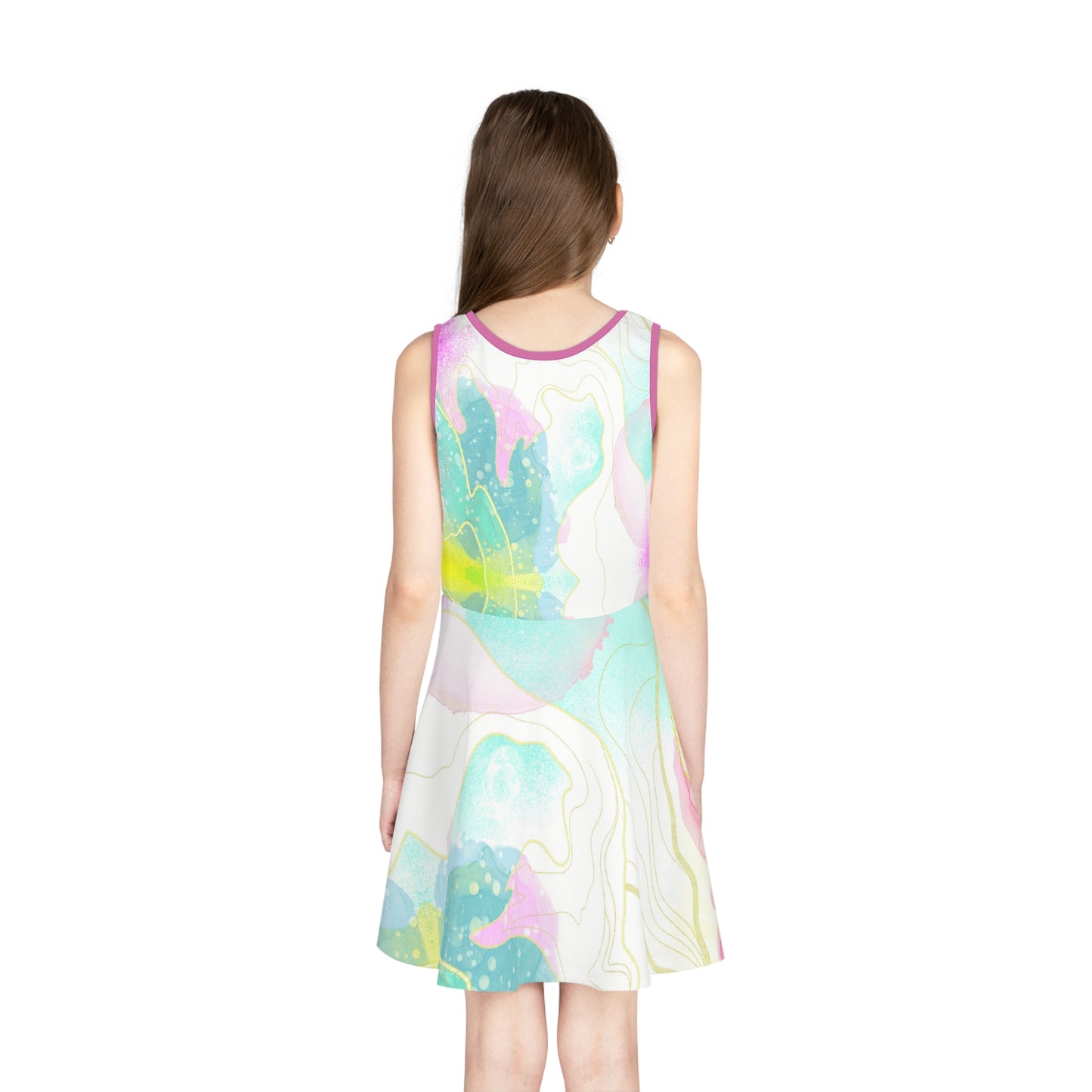 Pastel Abstract Girls' Sundress | Colorful Summer Dress for Playful Days, Girls Pastel Summer Dress, Toddler Sizes 2T to XL