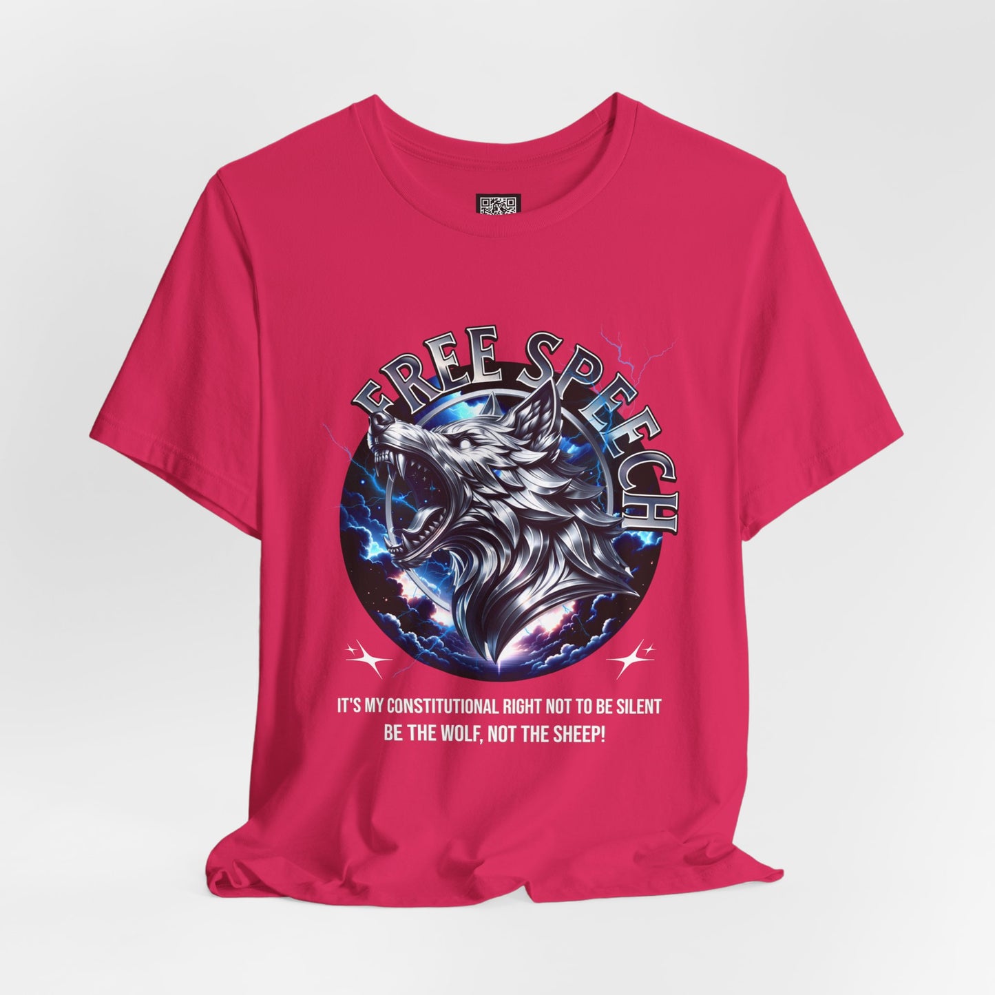 Free Speech Wolf Graphic Tee | Unisex Jersey Short Sleeve Shirt, Statement T-Shirt, Gift for Advocates, Activism Apparel, No Kings Protest