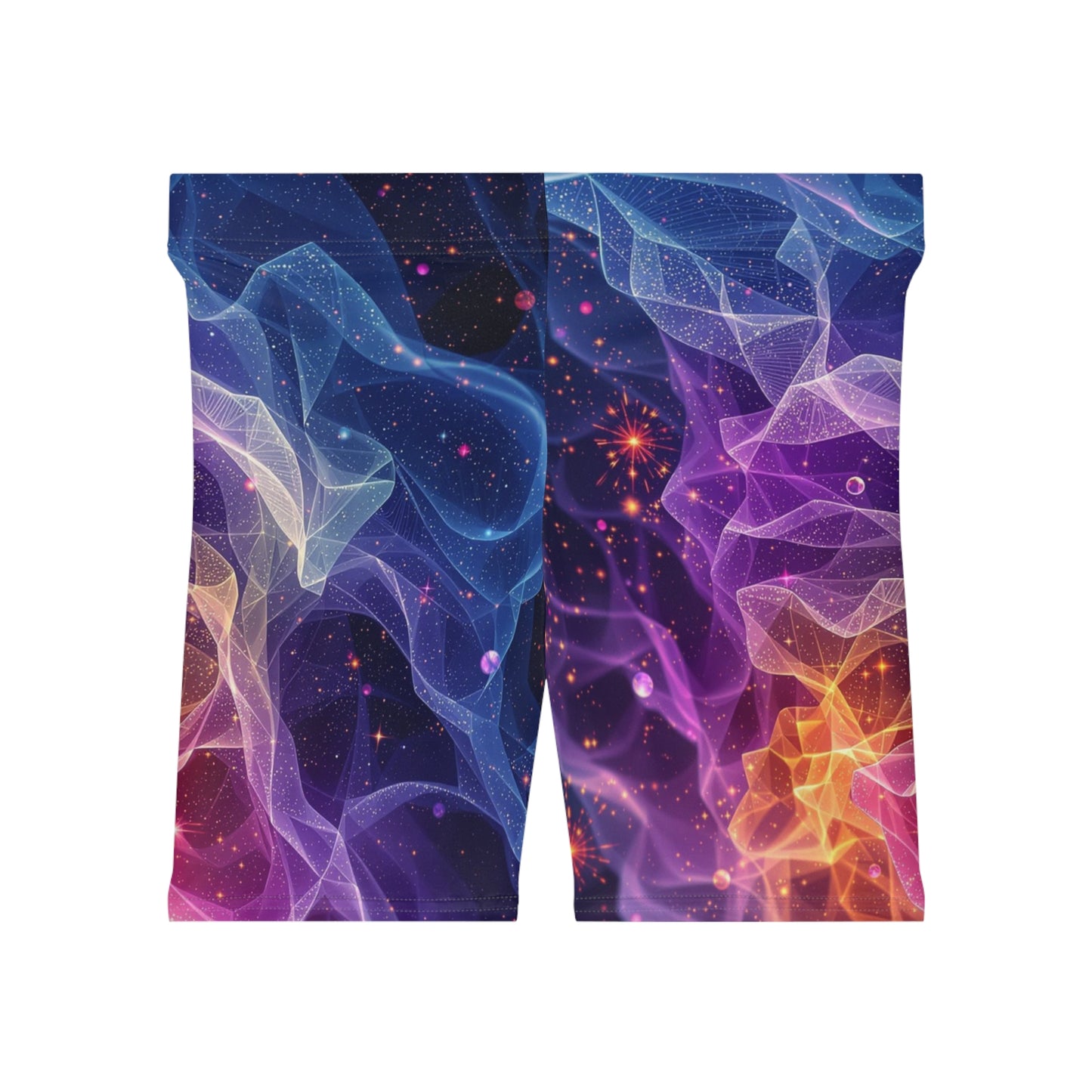 Vibrant Abstract Cosmic Women's Biker Shorts - Colorful Yoga Activewear, Athleisure for Teens and Women, Cool Activewear, Festival Wear, Summer Biker Shorts