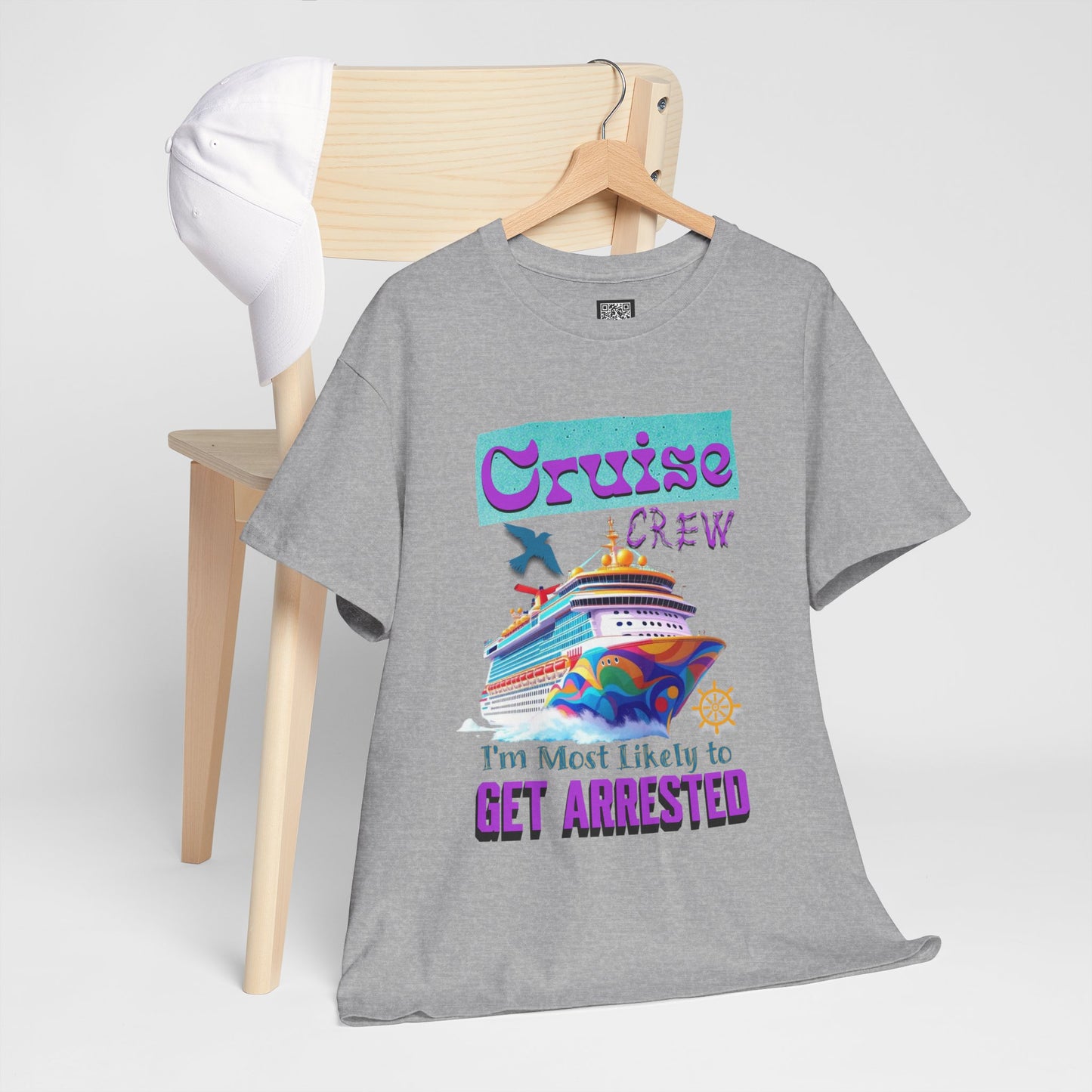 Cruise Crew Unisex Heavy Cotton Tee - Fun Vacation Shirt for Cruise Lovers, Cruise Travel Enthusiasts, Get Arrested Humor, Cruise Summer Beachwear,