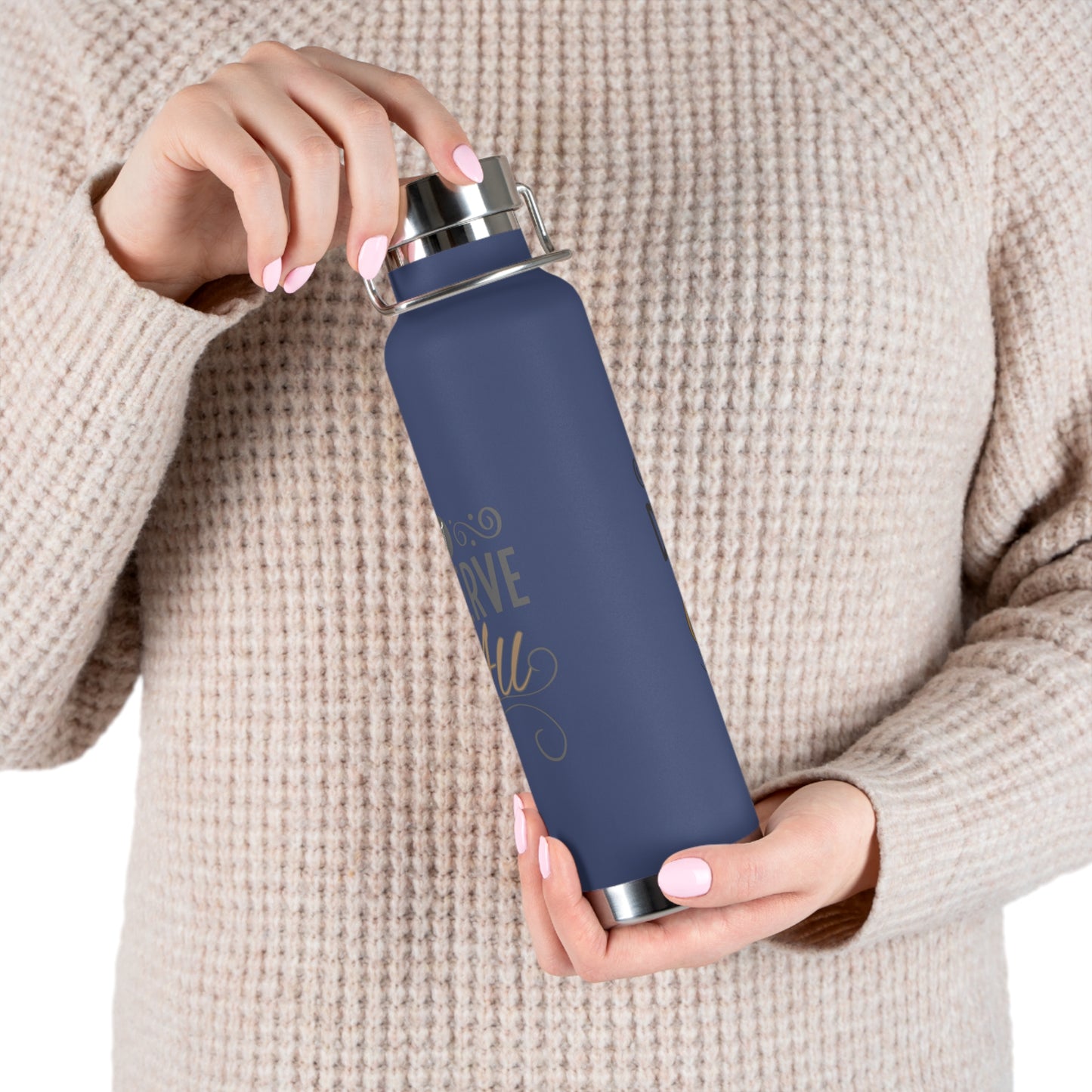 "I Deserve It All" Copper Vacuum Insulated Bottle, 22oz, Inspirational Lyrics from Kendrick Lamar Man in the Garden, Kendrick Lamar Fan Merchandise