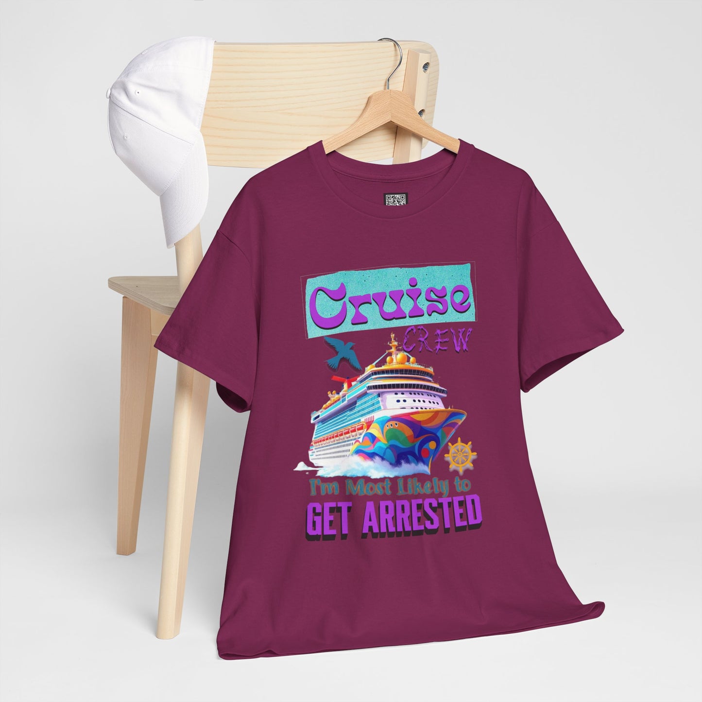 Cruise Crew Unisex Heavy Cotton Tee - Fun Vacation Shirt for Cruise Lovers, Cruise Travel Enthusiasts, Get Arrested Humor, Cruise Summer Beachwear,