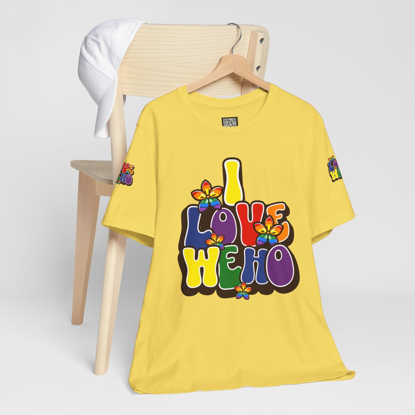 Colorful LGBTQ+ Love Short Sleeve Tee, Pride T-Shirt, I Love WeHo, Pride Festival Merchandise, Gift for Friends, Unisex Graphic Tee