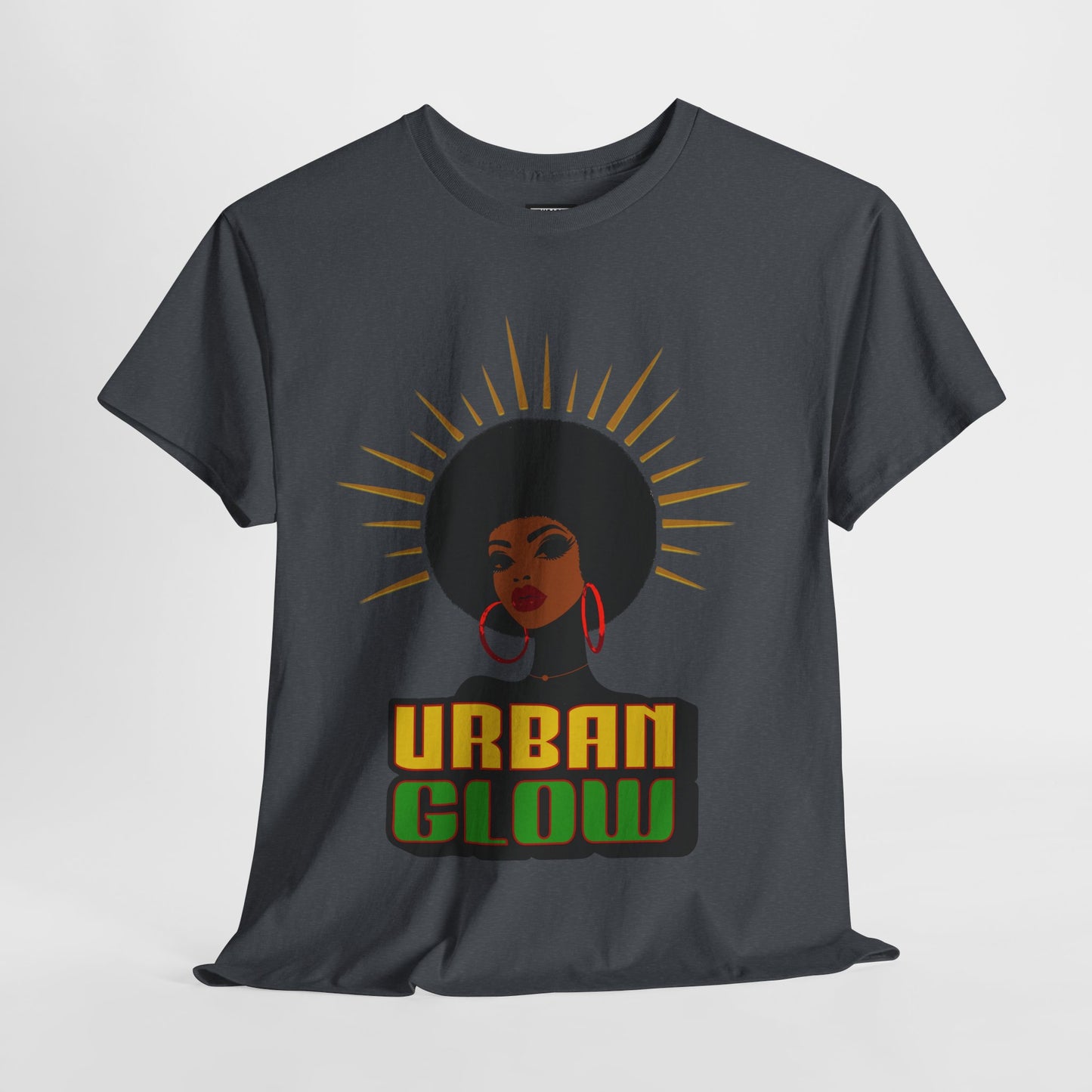 Urban Glow Unisex Heavy Cotton Tee - Afrocentric Streetwear T-Shirt for Her, Juneteenth Casual Wear, Melanin T-Shirts for Women