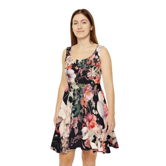 Floral Women's Skater Dress - Summer Style, Casual Outing, Garden Party, BoHo Spring Fashion, Bohemian Floral Dress