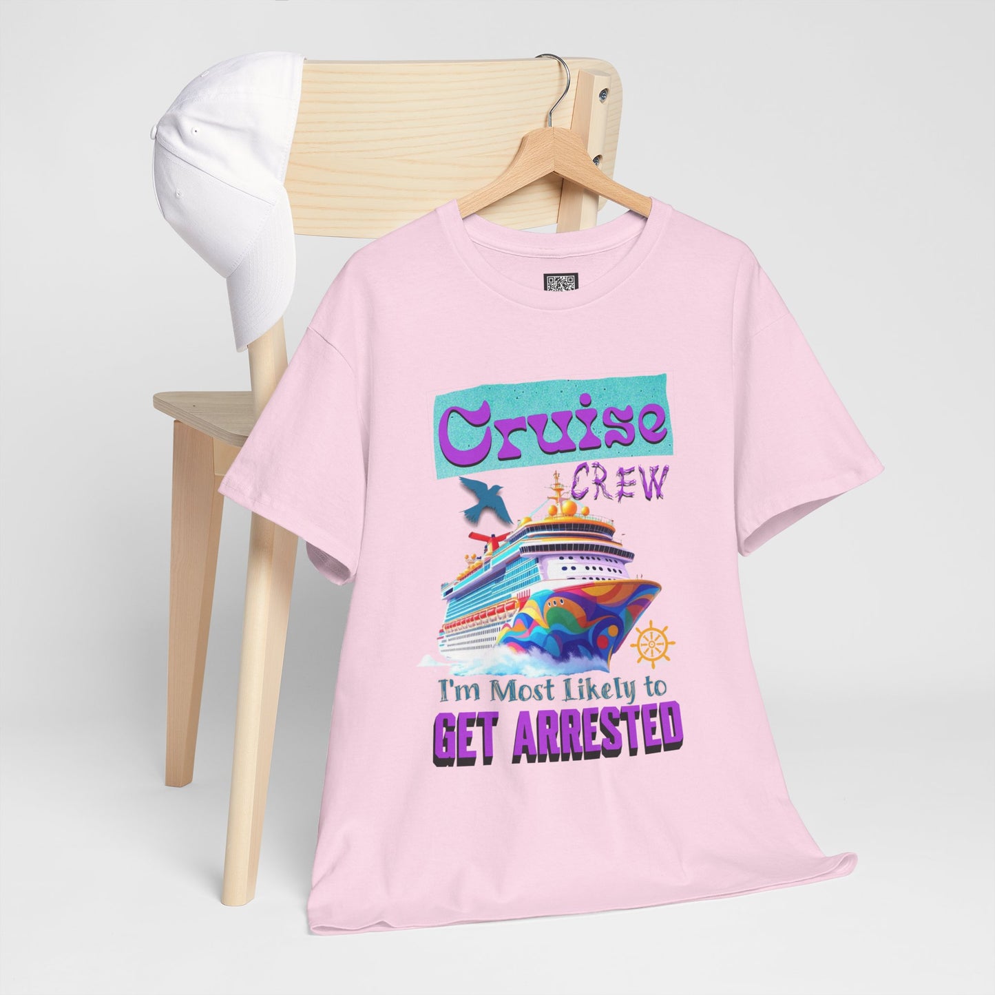 Cruise Crew Unisex Heavy Cotton Tee - Fun Vacation Shirt for Cruise Lovers, Cruise Travel Enthusiasts, Get Arrested Humor, Cruise Summer Beachwear,