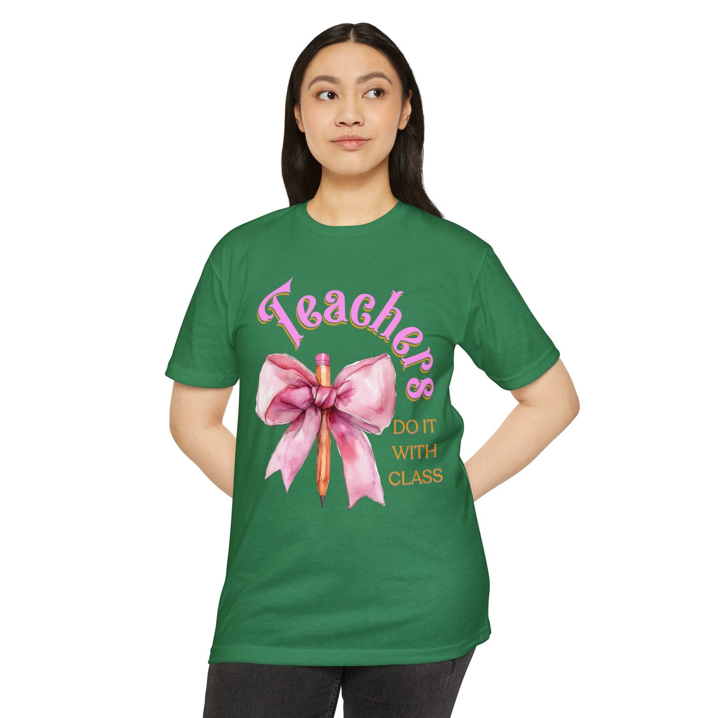 Teachers Do It with Class T-Shirt, Coquette Bow Teacher Shirt, Educator Apparel, Back to School Shirt, Cute Teacher Outfit, Cute Teacher Tee
